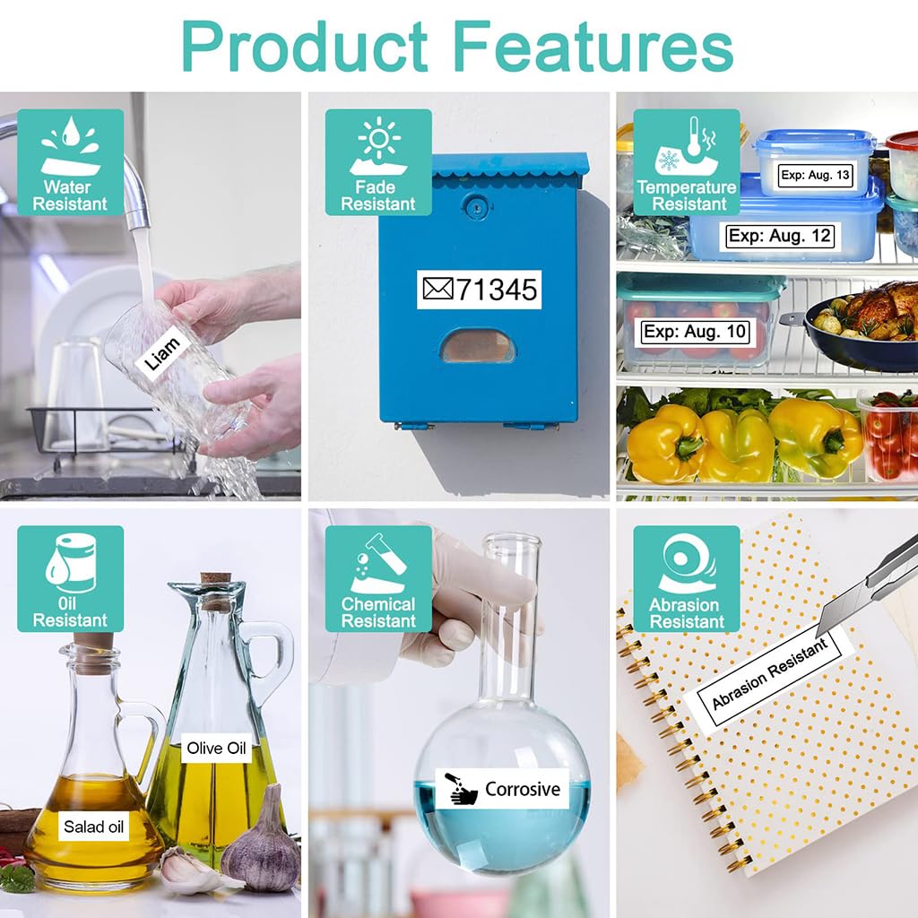 ZIBUYU Label Tape for Casio KL Series featuring 9mm Width and Waterproof Design | 8m Roll