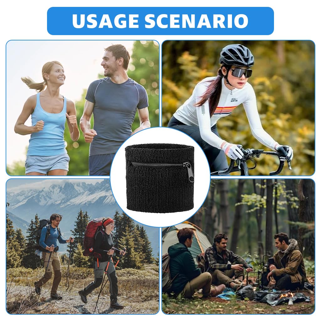 Proberos Running Wrist Band for Workout & Jogging with Zipper Pocket | Stretchy Spandex Unisex Design