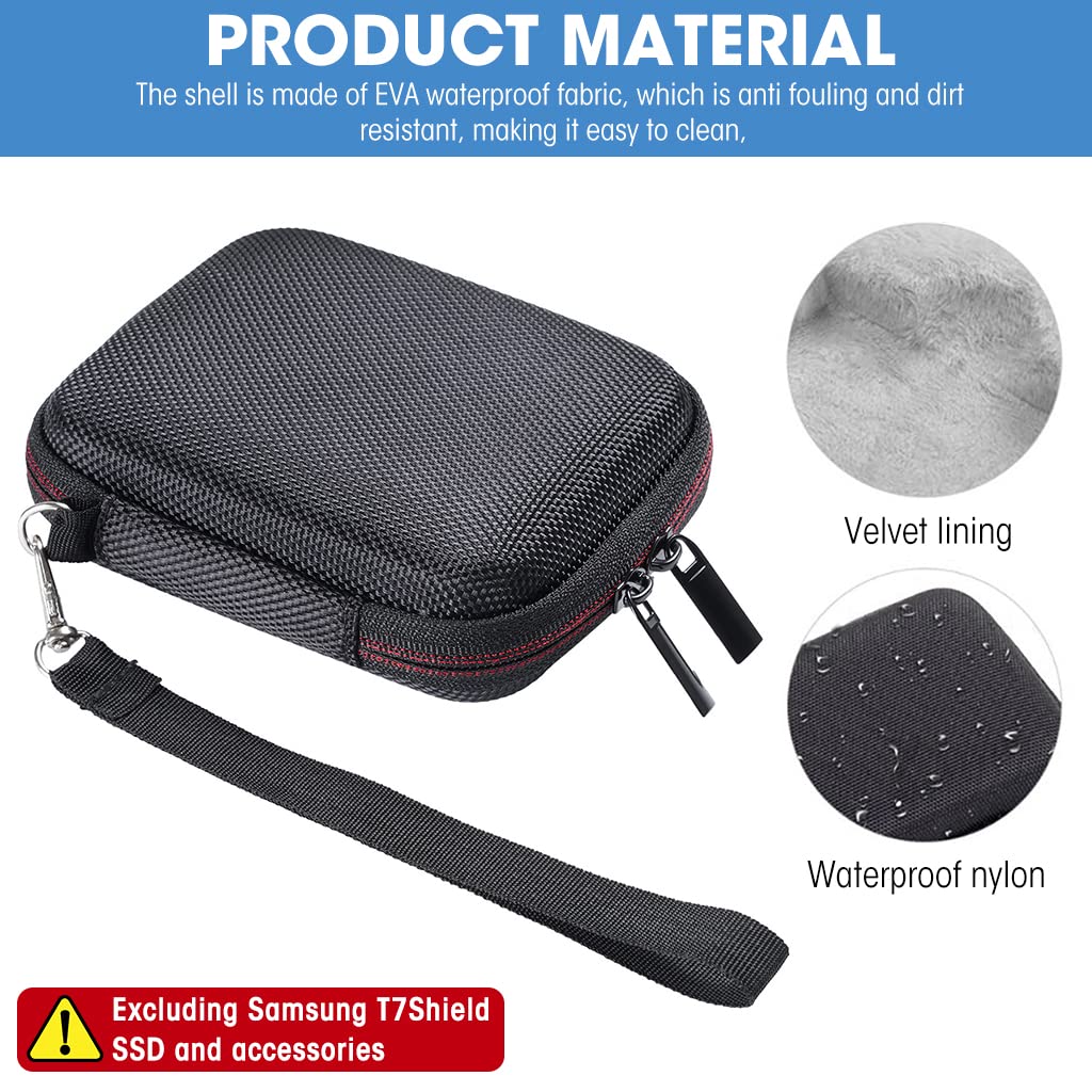 Zeitel Carrying Case for Samsung T7 Shield SSD featuring 5.51×3.93×1.37 in EVA Protection | Black Travel Storage Bag