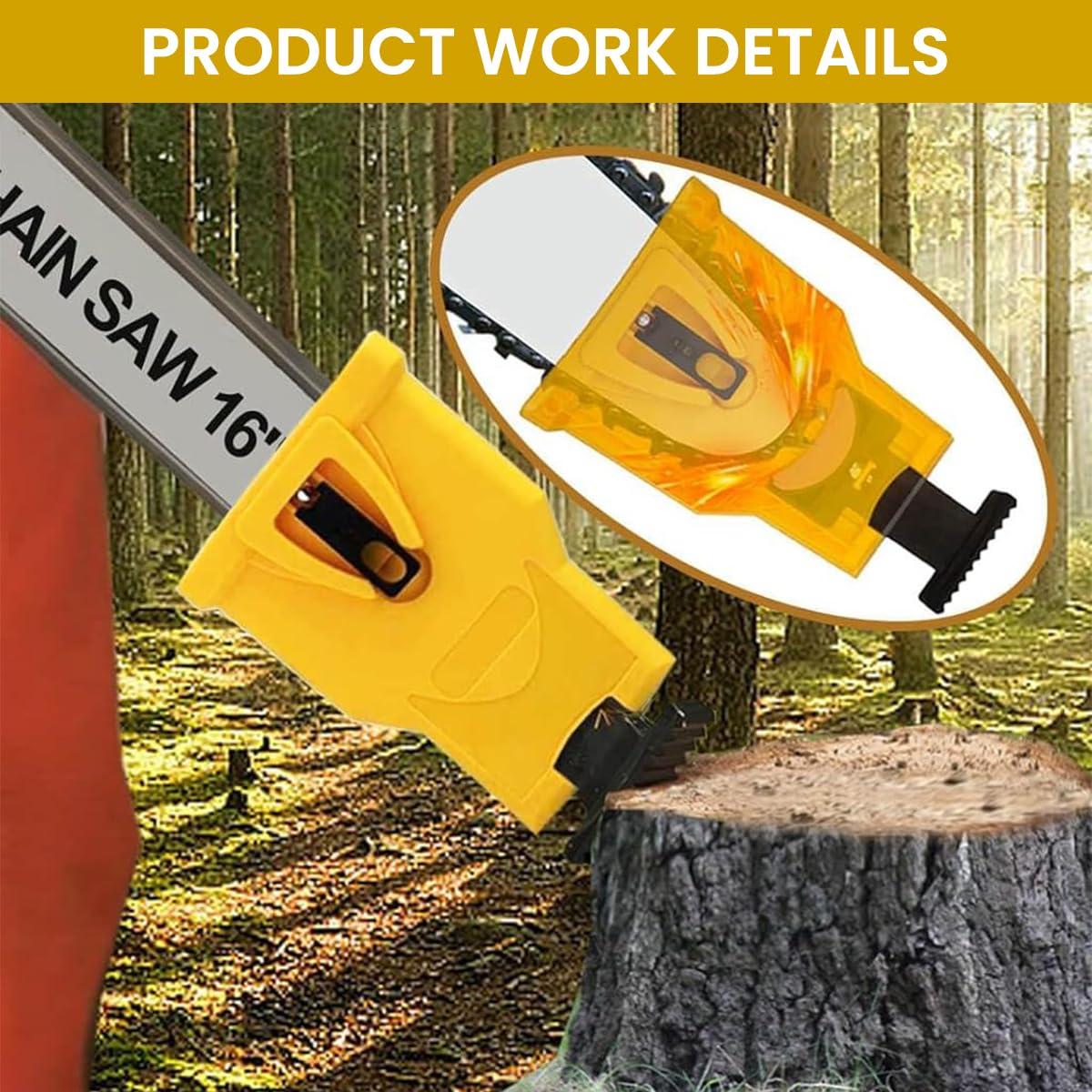 Serplex Chainsaw Sharpener for 14–20 in Bars with Crescent Grinding Stone and 3 Stones | Portable Manual Tool for Outdoor Use