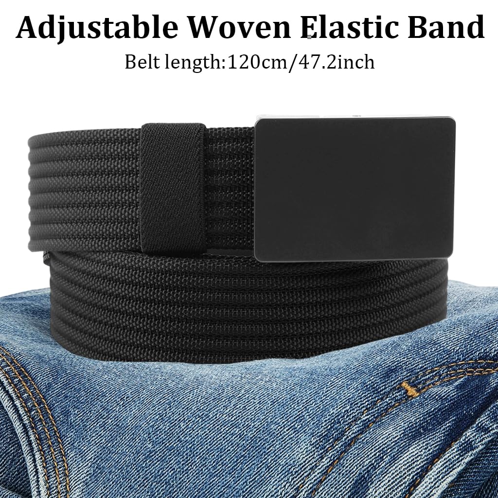 GUSTAVE Auto Lock Belt for Men with Quick Release Metal Buckle and 120 cm Adjustable Fit | Nylon Ratchet Style for Casual and Formal Wear