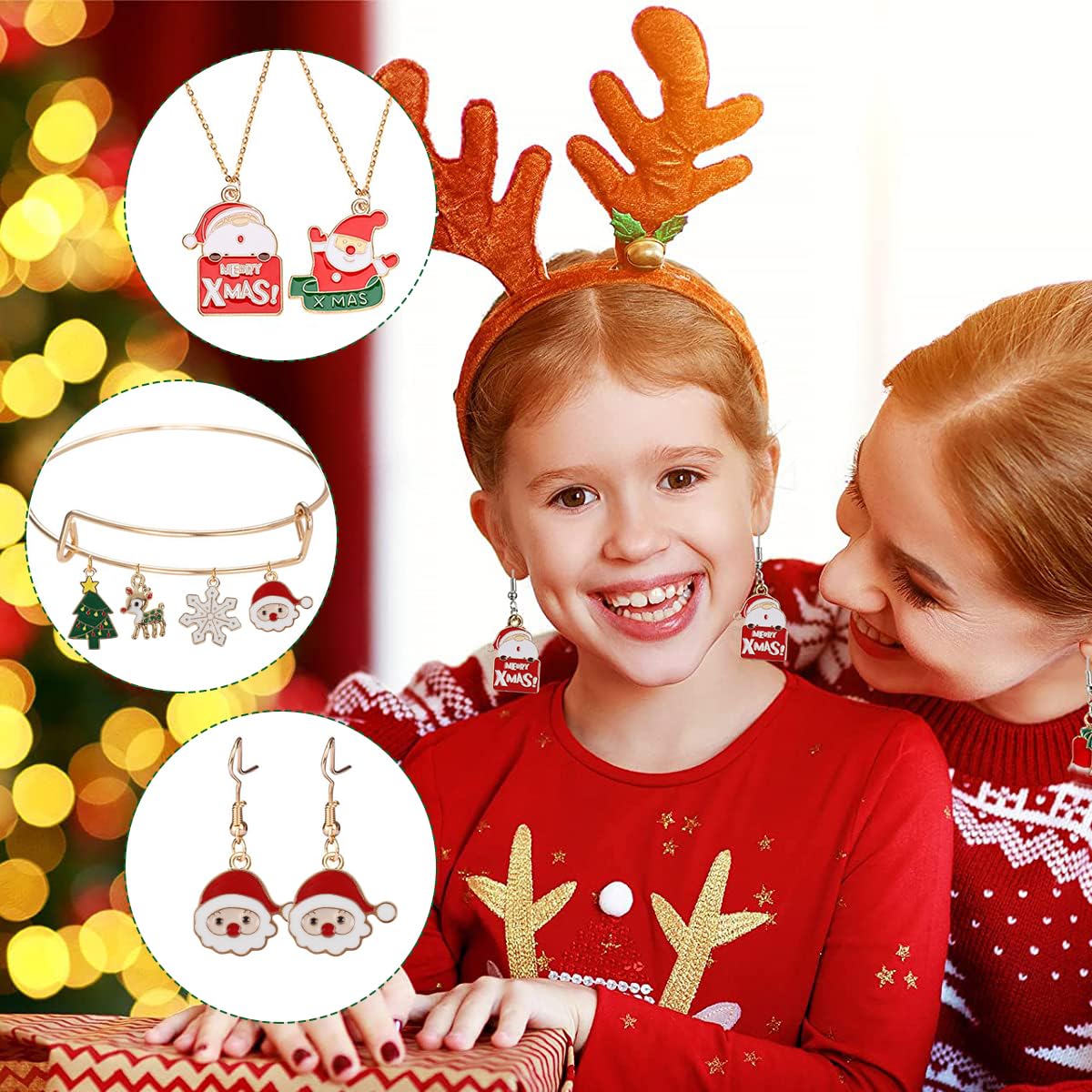 SANNIDHI Christmas Charms for Jewelry Making Kit featuring 50pcs Gold Plated Enamel | DIY Craft and Gift Set