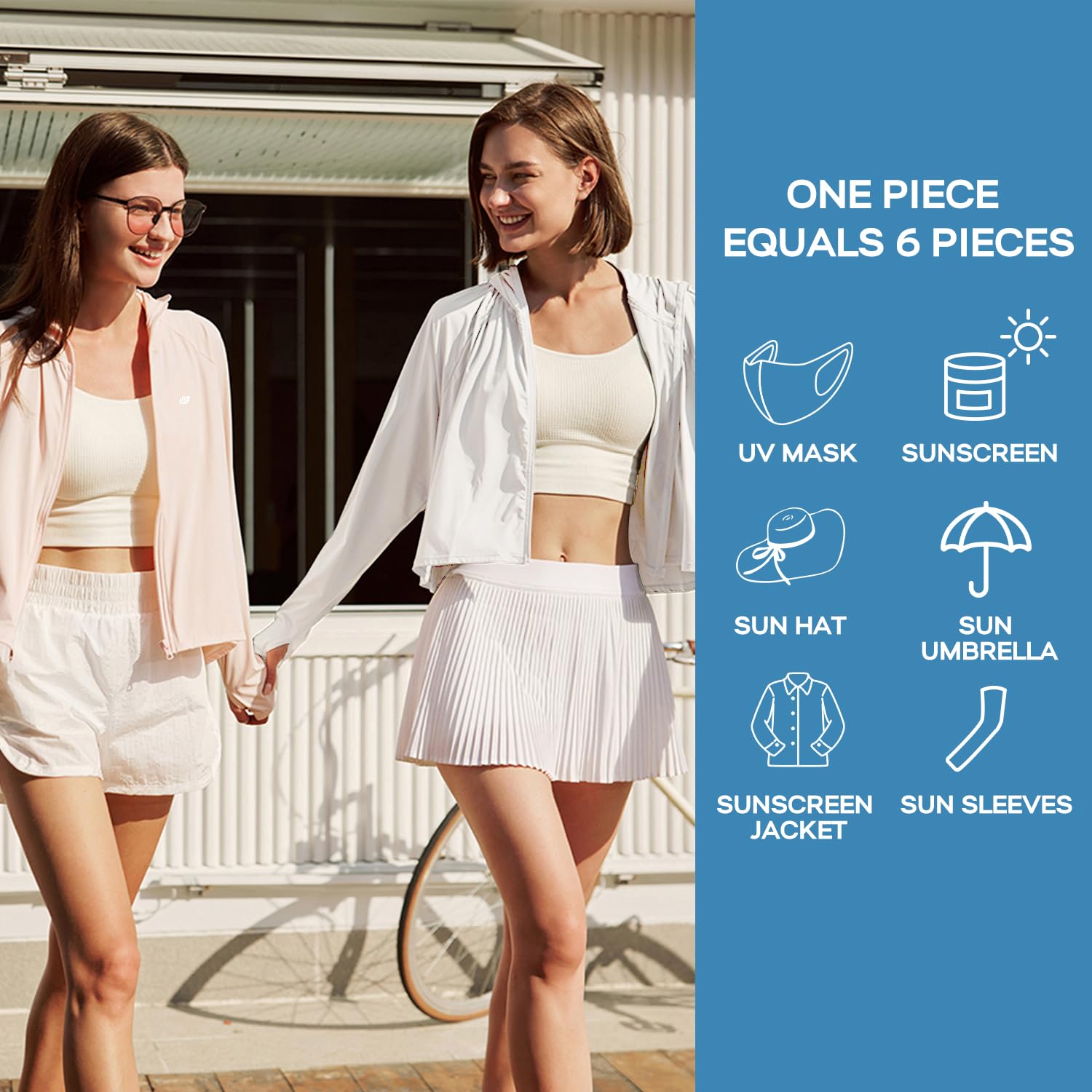 Venzina Women’s UPF 50+ Lightweight Athletic Jacket with Cooling Fabric and Ponytail Hood | UV Sun Protection for Hiking