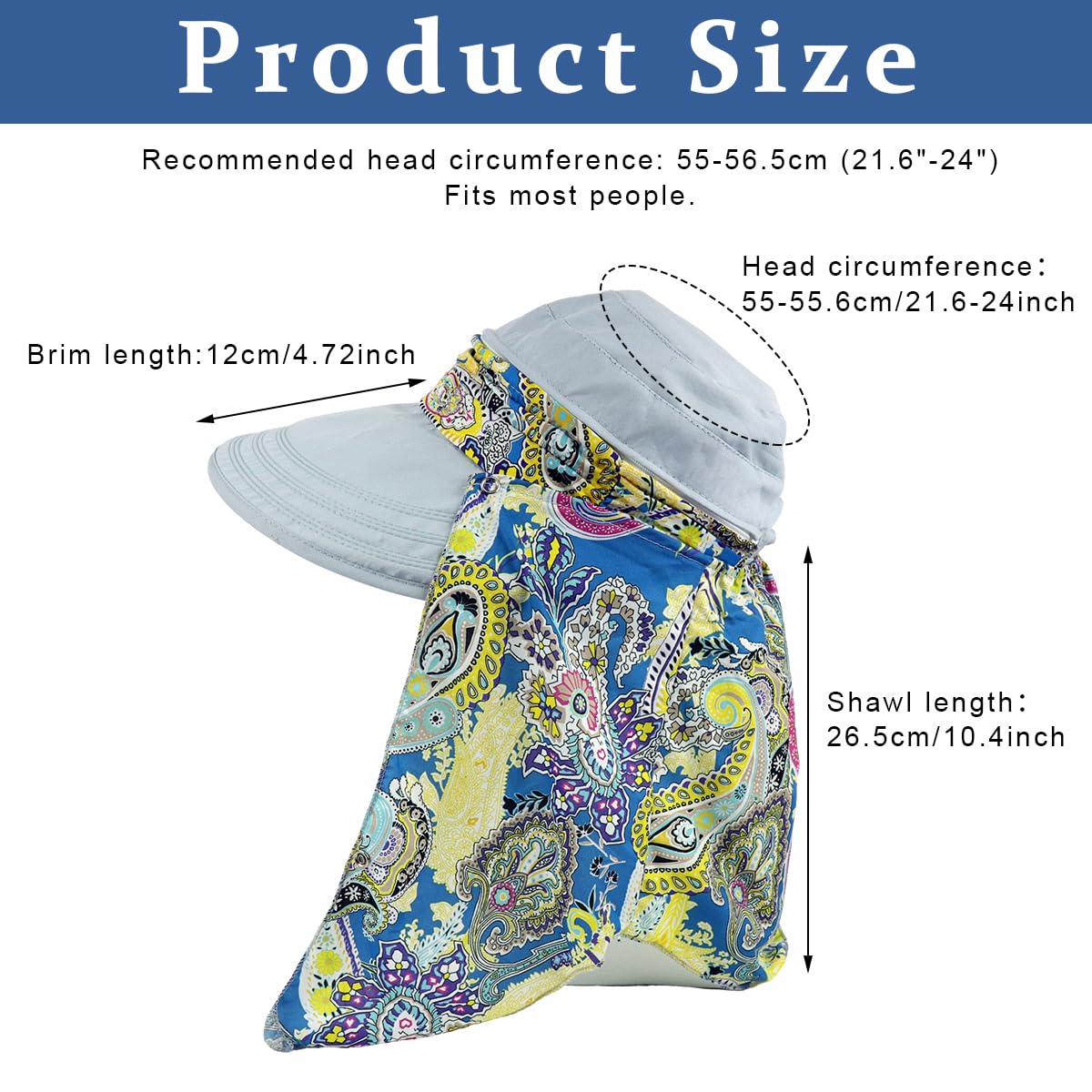 ZORBES Polyester Sun Hat for Women featuring Wide Brim and Ponytail Hole | UPF 50+ Blue
