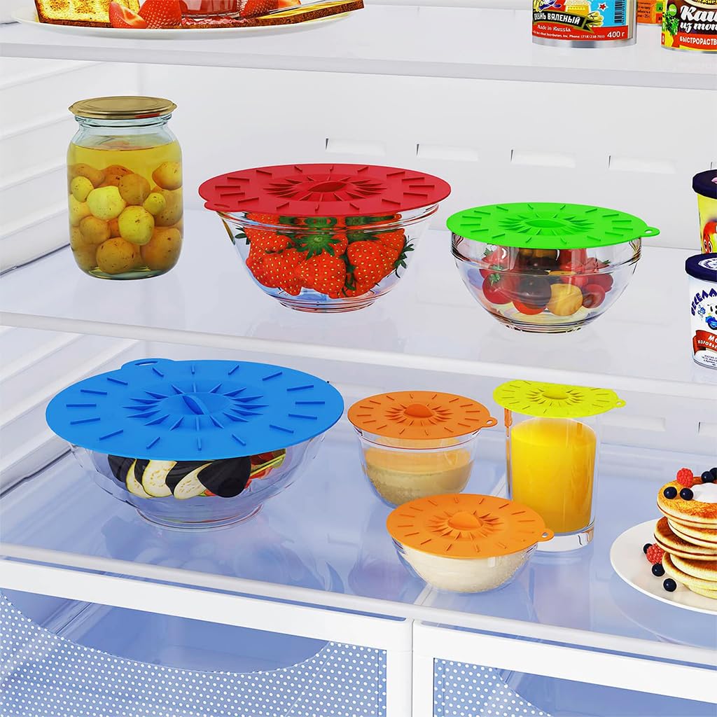 HASTHIP Silicone Lid Set for Bowls and Pots featuring Suction Grip | 5 Sizes Heat Resistant