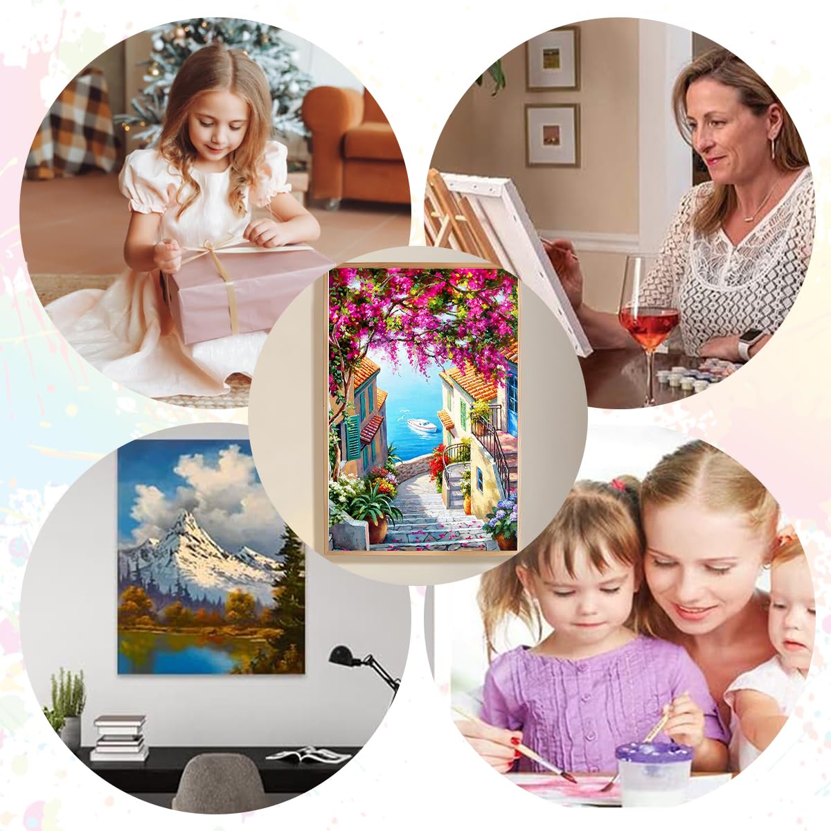 HASTHIP Paint by Numbers Art Kit for Home Décor featuring Mediterranean Scene 16x20 inches