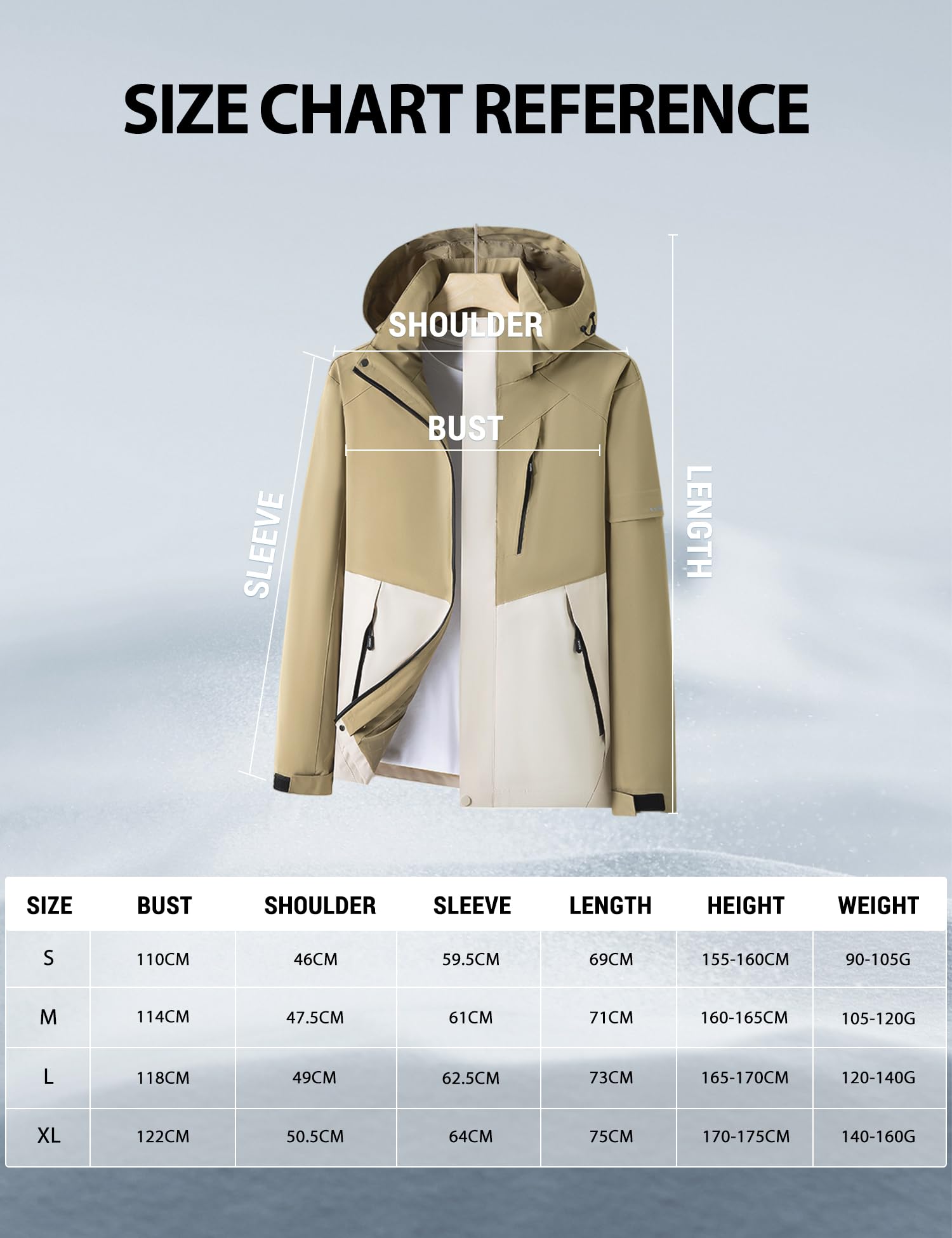 Venzina Women’s Water Repellent Jacket for Hiking and Daily Commute with Reflective Sleeves | Lightweight Breathable Windbreaker in Light Khaki