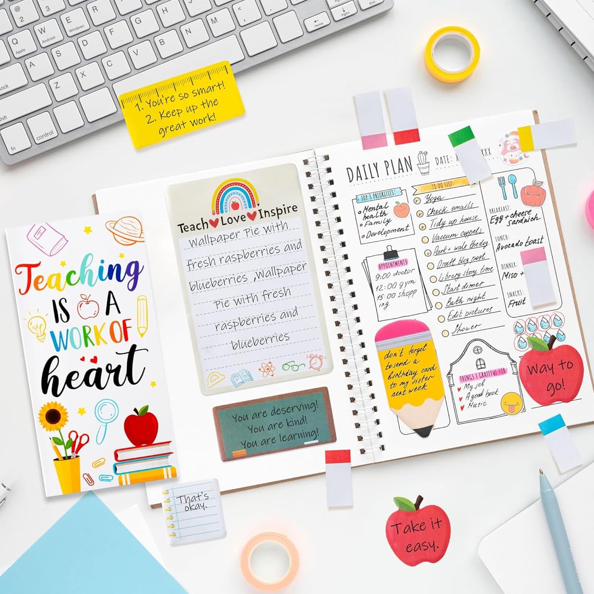 Climberty Teacher Gift Set with 3 Ballpoint Click Pens and Creative Convenience Notes | Appreciation Gift for Beloved Educators