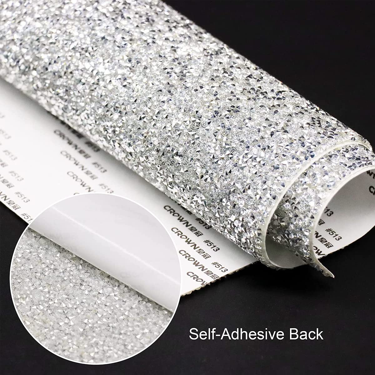 MAYCREATE Self Adhesive Rhinestone Strips for DIY Crafts with Strong Adhesion 9.4 x 15.8 in White | Cuttable Bling Ribbon for Decoration