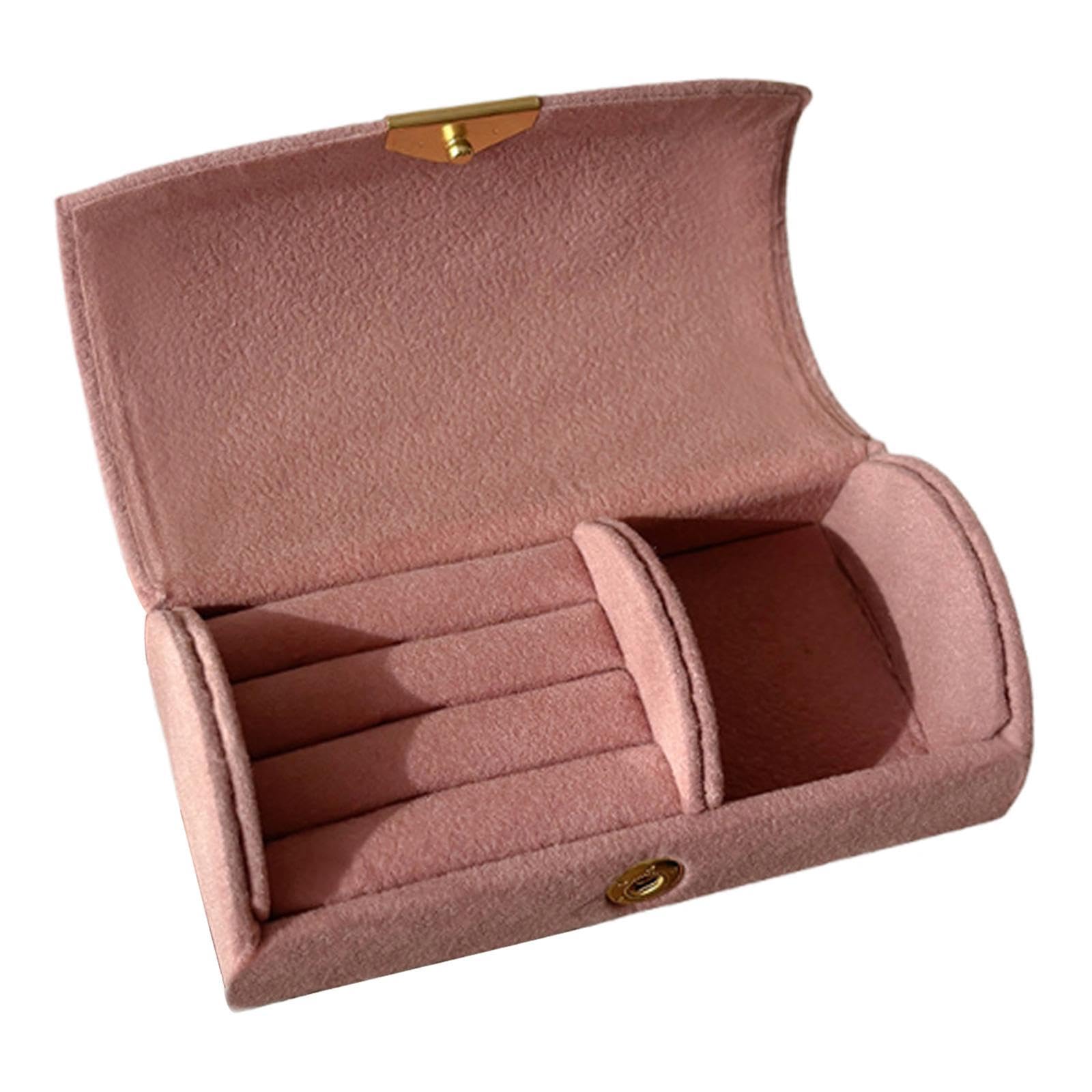 HASTHIP® Velvet Jewelry Organizer Box for Women – Compact Travel-Friendly Design, Anti-Tarnish Ring Storage, for Birthdays, Mother’s Day, and Valentine’s Day, Jewelry Box - Pink