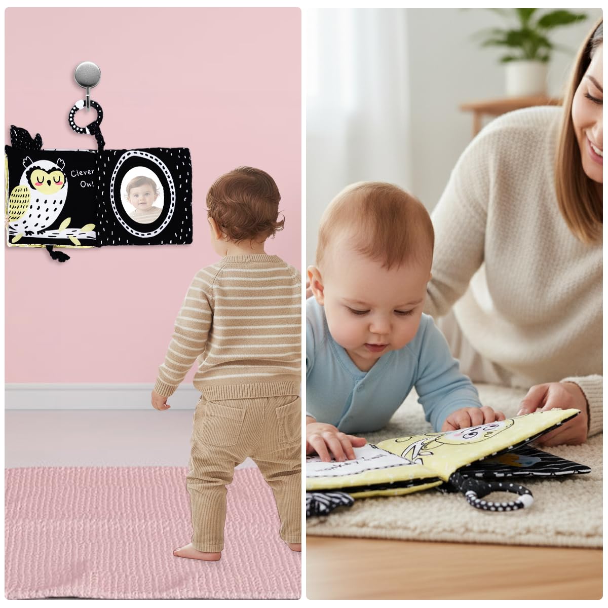 SNOWIE SOFT Cartoon Baby Cloth Book with 5 Pages and Built in Squeaky Toy | Interactive Learning Fabric Storybook