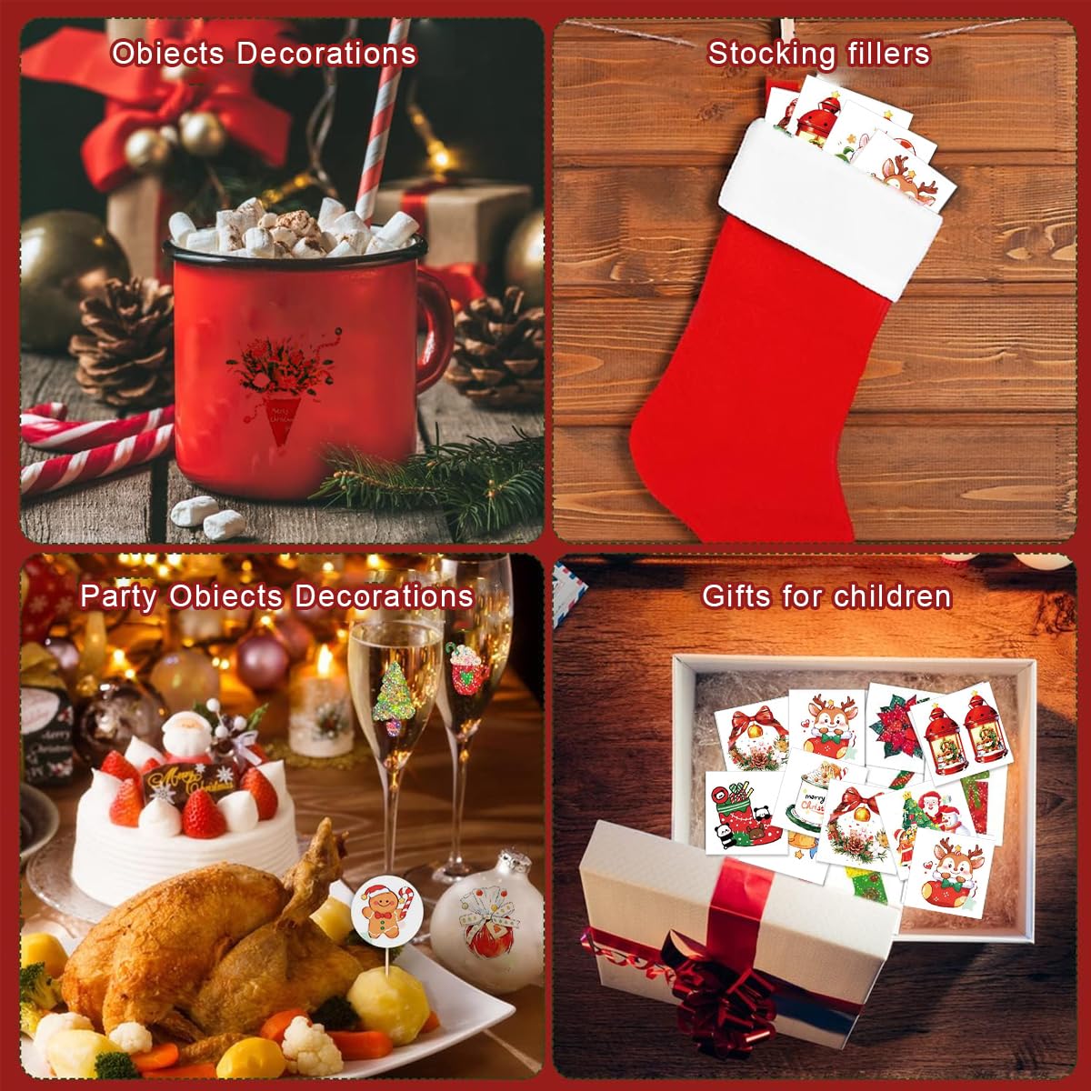 MAYCREATE Christmas Temporary Tattoo Stickers for Kids and Adults featuring 30 Sheets | Waterproof and Easy to Remove Festive Body Art