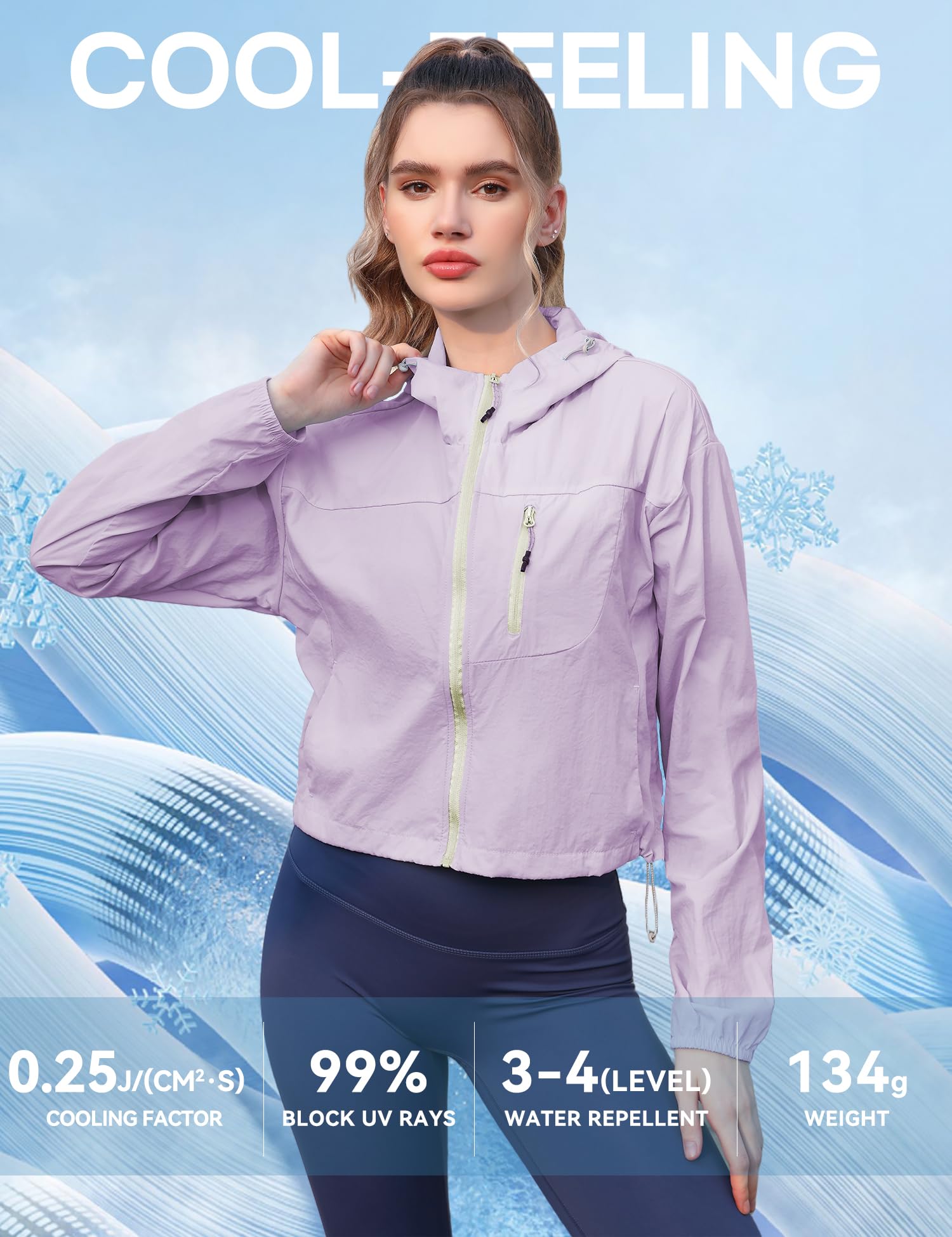 Venzina Sun Protection Jacket for Outdoor with Back Air Vent and Chest Zip Pocket | 134g Quick Dry Nylon Hoodie for Women