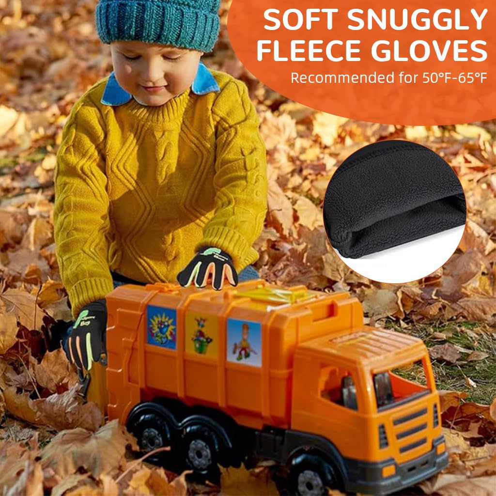 PROBEROS Child Winter Riding Gloves for Outdoor Sports with Reflective Dino Pattern | Windproof Splashproof Coral Fleece Thermal Liner