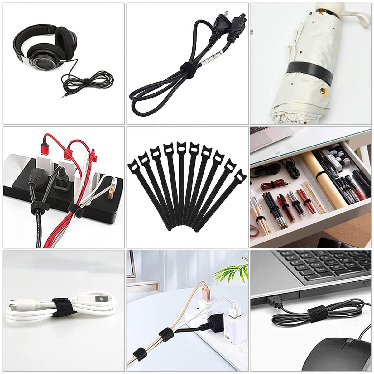 HASTHIP Cable Management Clip Set for Home and Office with 32 Pieces & Self-Adhesive Holders