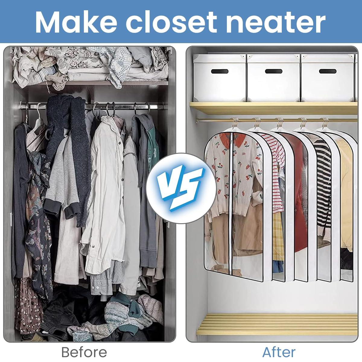 HASTHIP Clear Garment Bags for Hanging Clothes Storage featuring 9 pcs 23.6×40 in | Closet and Travel Use