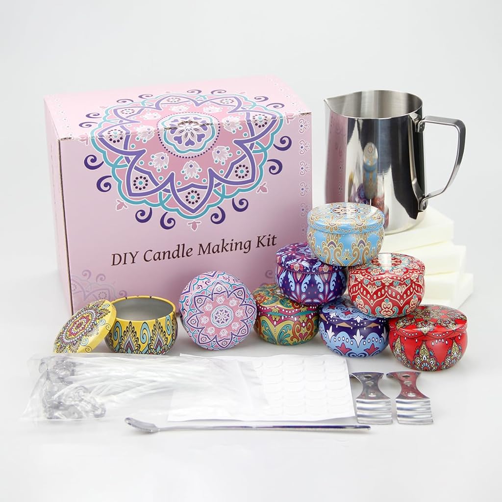 HASTHIP® Complete Candle Making Kits for Adults Beginners,DIY Candles Making Supplies Include Soy Wax,Wax Melter,Scents,Dyes,Wicks,Wicks Sticker,Candle Tins & More