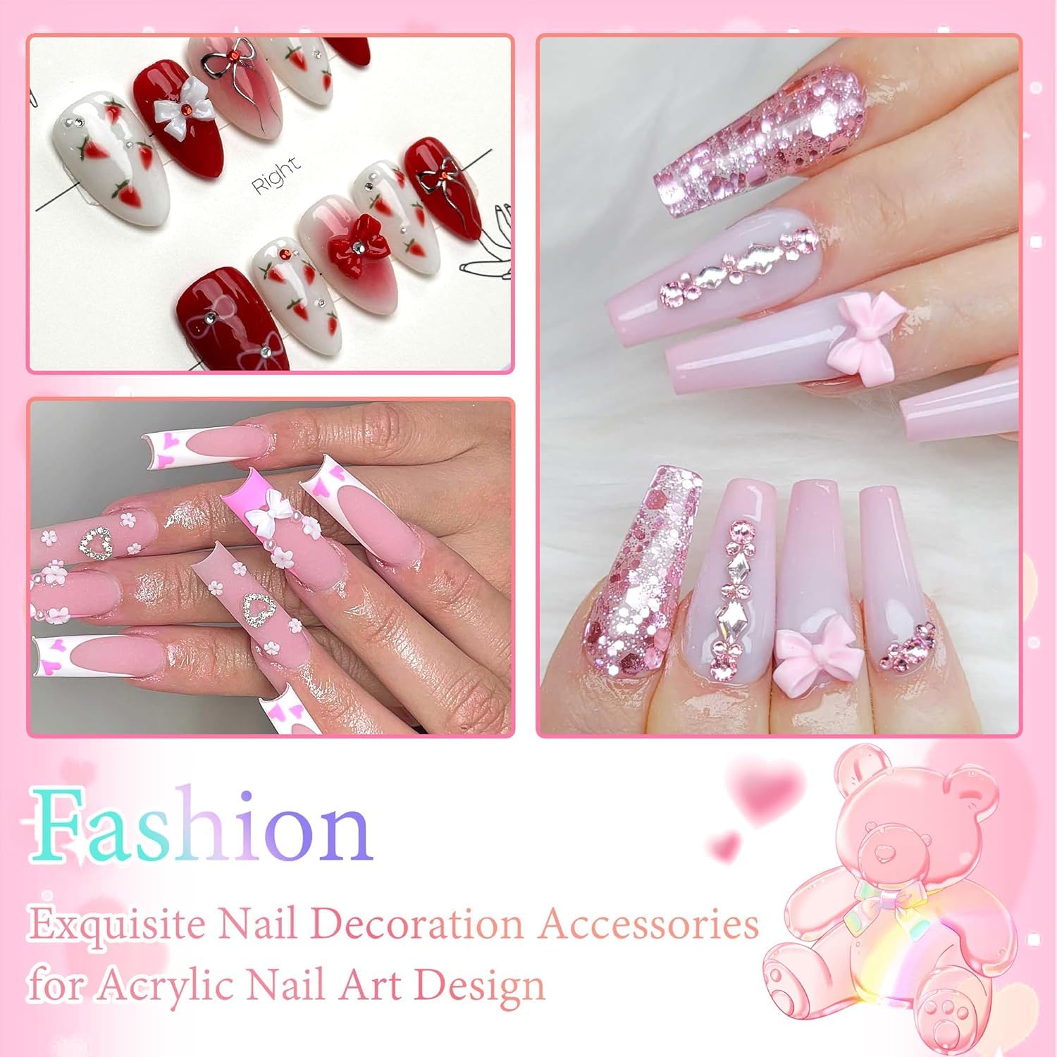 MAYCREATE 3D Nail Charms Set for Nail Art and DIY Crafts featuring 600 pcs Pearls & Shapes