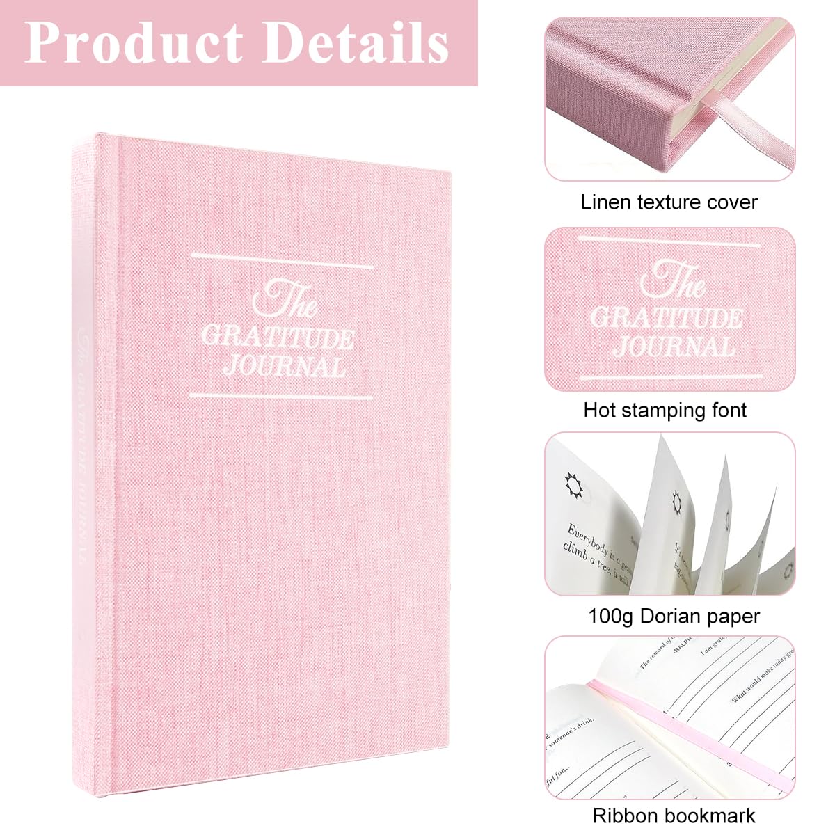 Climberty Gratitude Journal Book for Daily Reflection with Ribbon Bookmark and 200 Pages | Ideal Gift for Women and Family