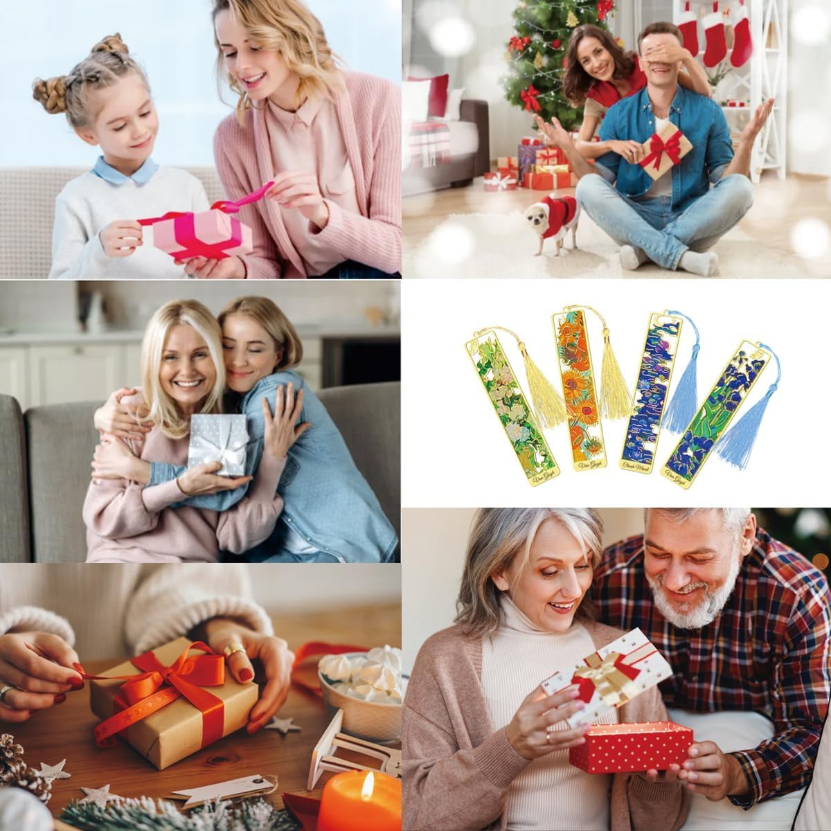 OFIFO Metal Bookmark Set of 4 for Readers with Tassel and Gold Hollow Design | 4.1 x 0.79 in