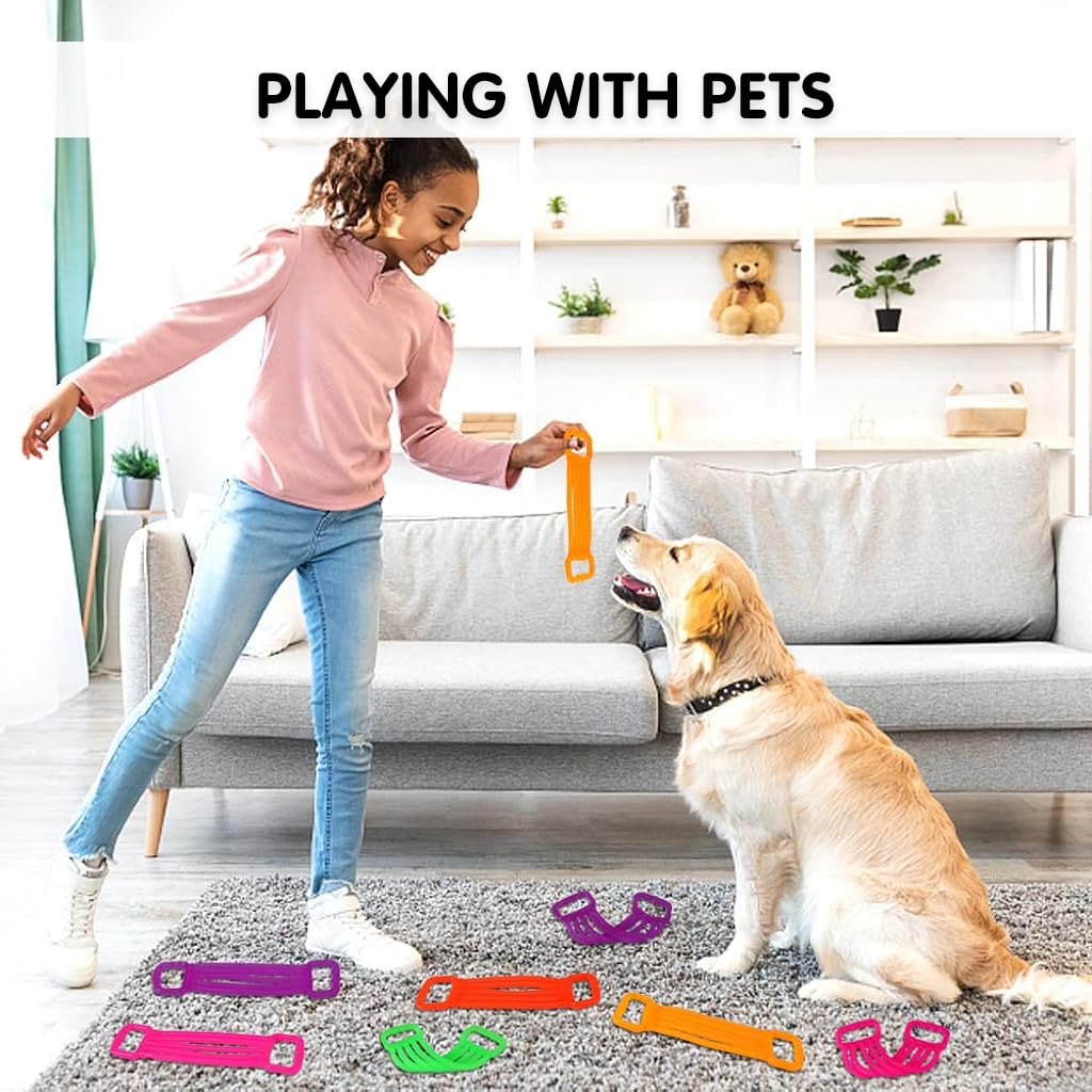 PATPAT Kids Hand Strength Trainer 6Pcs for Sensory Play with Ergonomic Puller Handles | TPR Colorful Stretch Bands for Ages 3–8