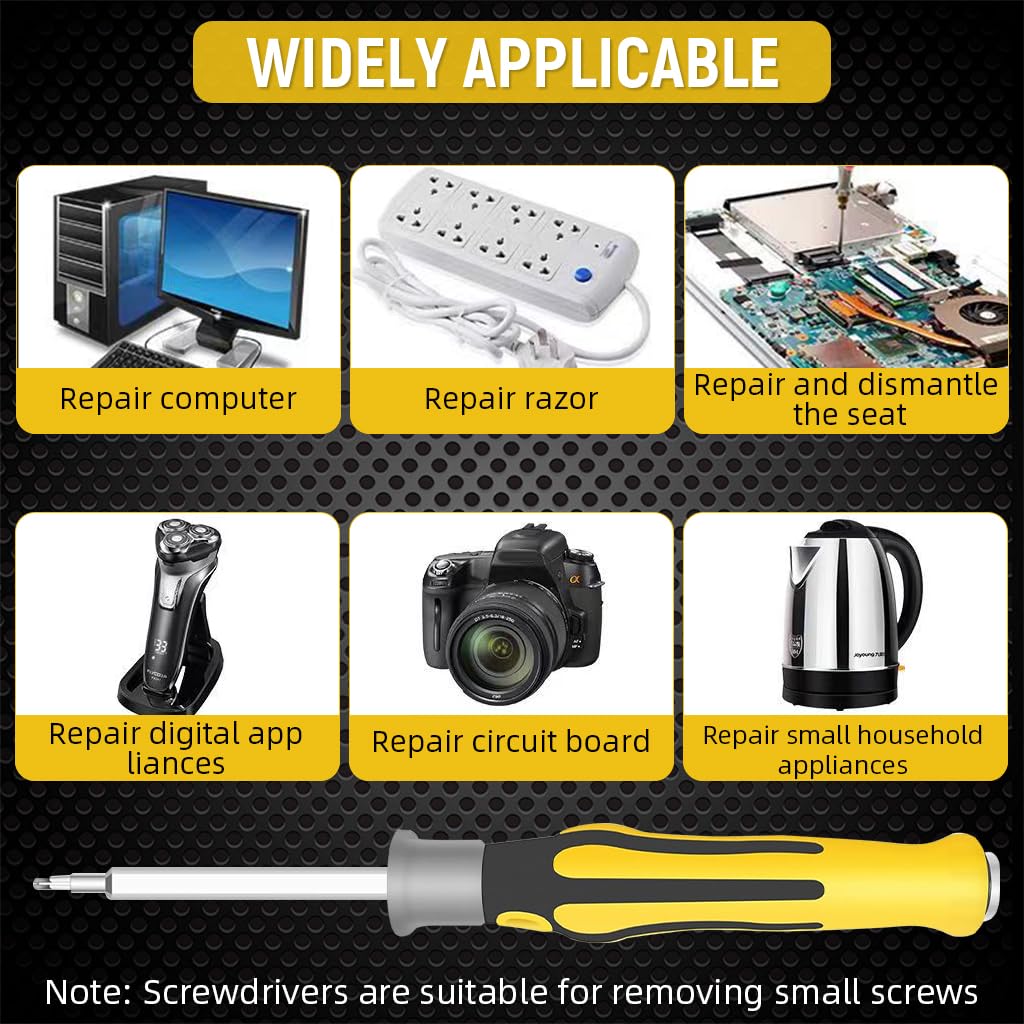 Serplex Mini Screwdrivers Set for Electronics Repair with 12-in-1 Dual End Bits and Alloy Steel Handle | Compact Portable Tool Kit