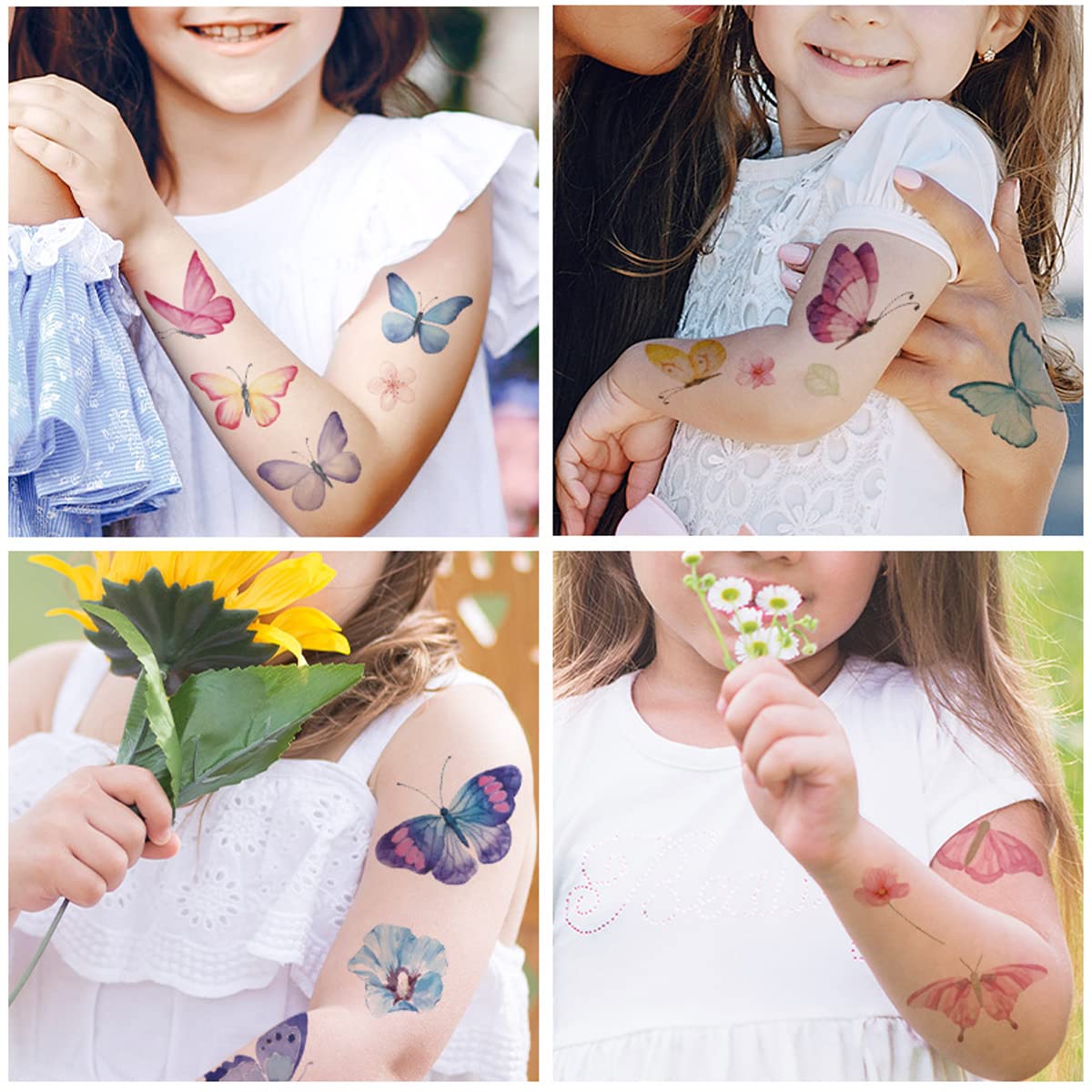 MAYCREATE® 10 Sheet Butterfly Tattoo Sticker, Temporary Sticker for Face Arm, Waterproof Temporary Tattoos for Birthday Parties, Group Activities, Party Tattoo Sticker