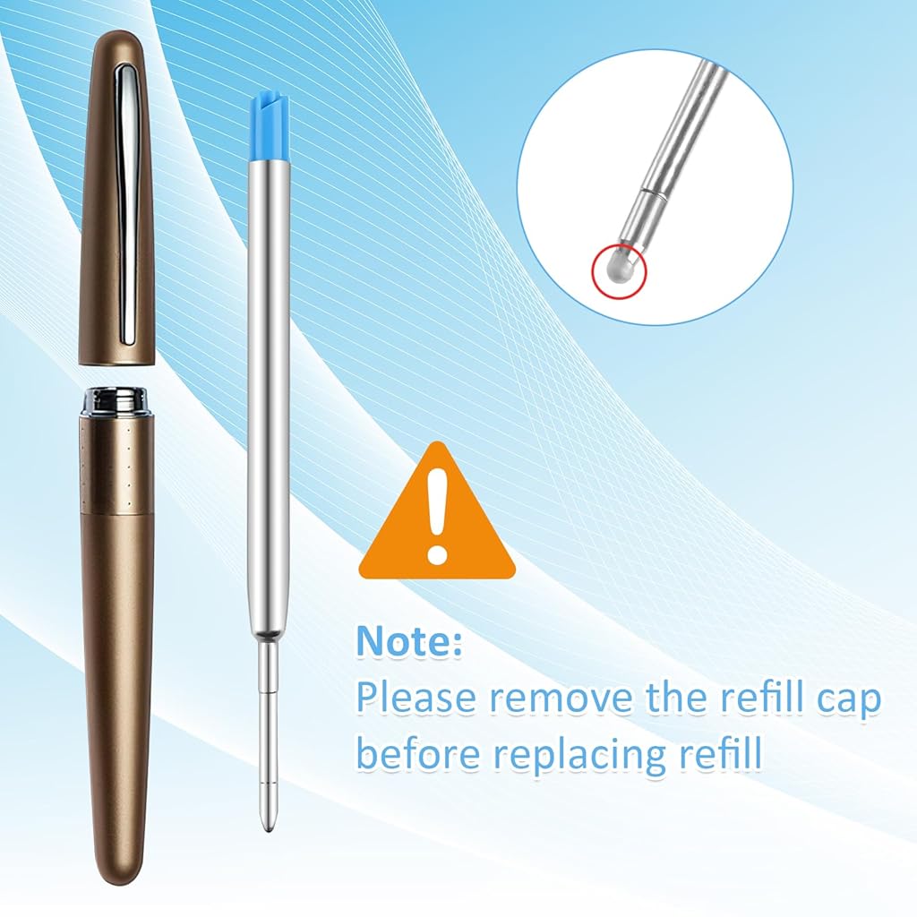 Climberty® 24-Pack Ballpoint Pen Refills - 1.0mm Medium Tip Blue Ink for Click Pens, School & Office Supplies, Durable Replacement Refills Economical Pack