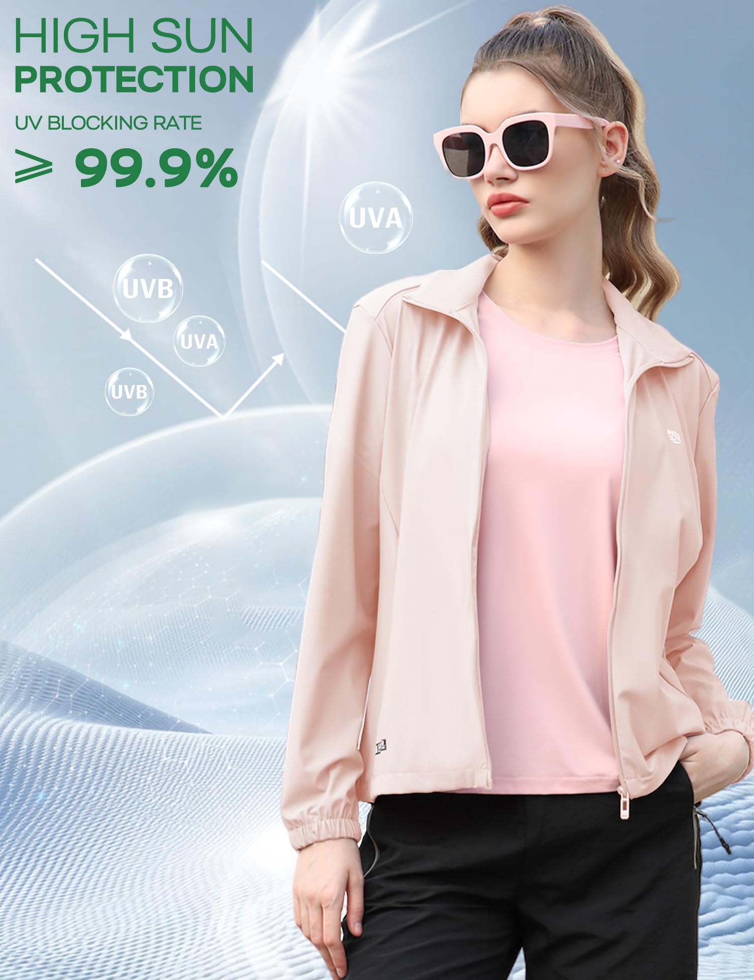 Venzina Sun Jacket for Women with UPF 150+ Protection and Removable Hat | Quick Dry Pink XL