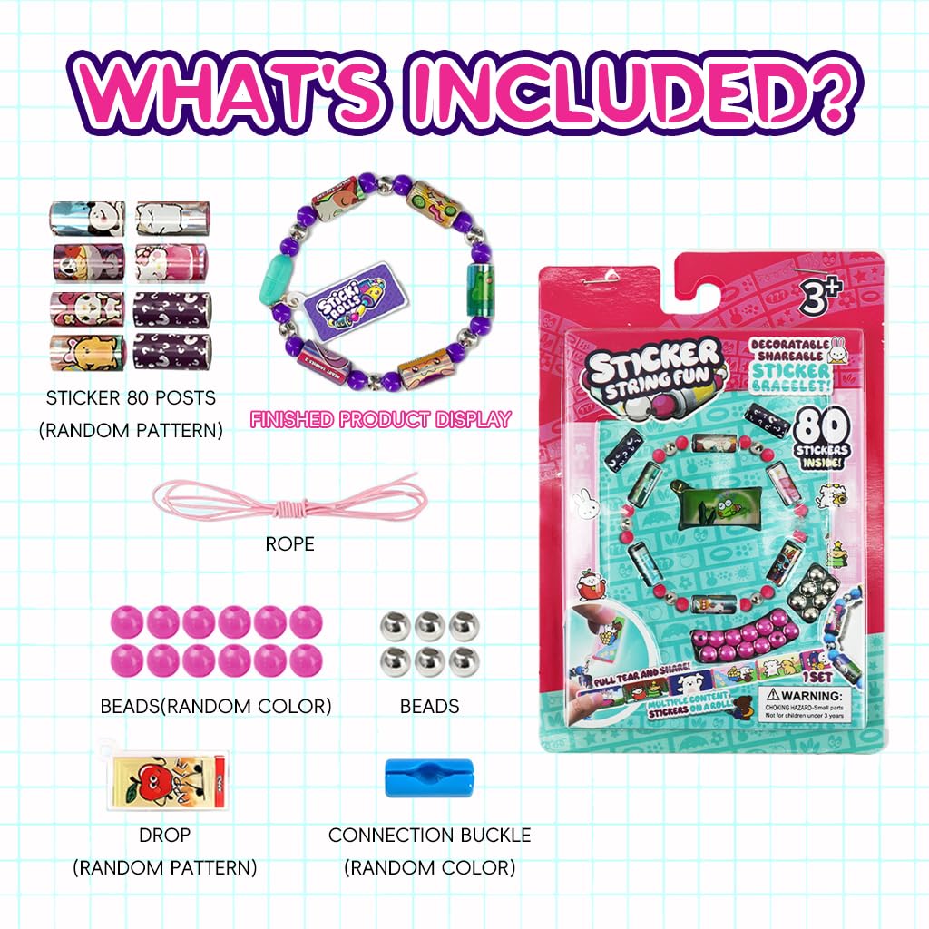 PATPAT DIY Sticker Bracelet Kit for Kids featuring 10 Cartoon Sticker Reels | 2PCS Set