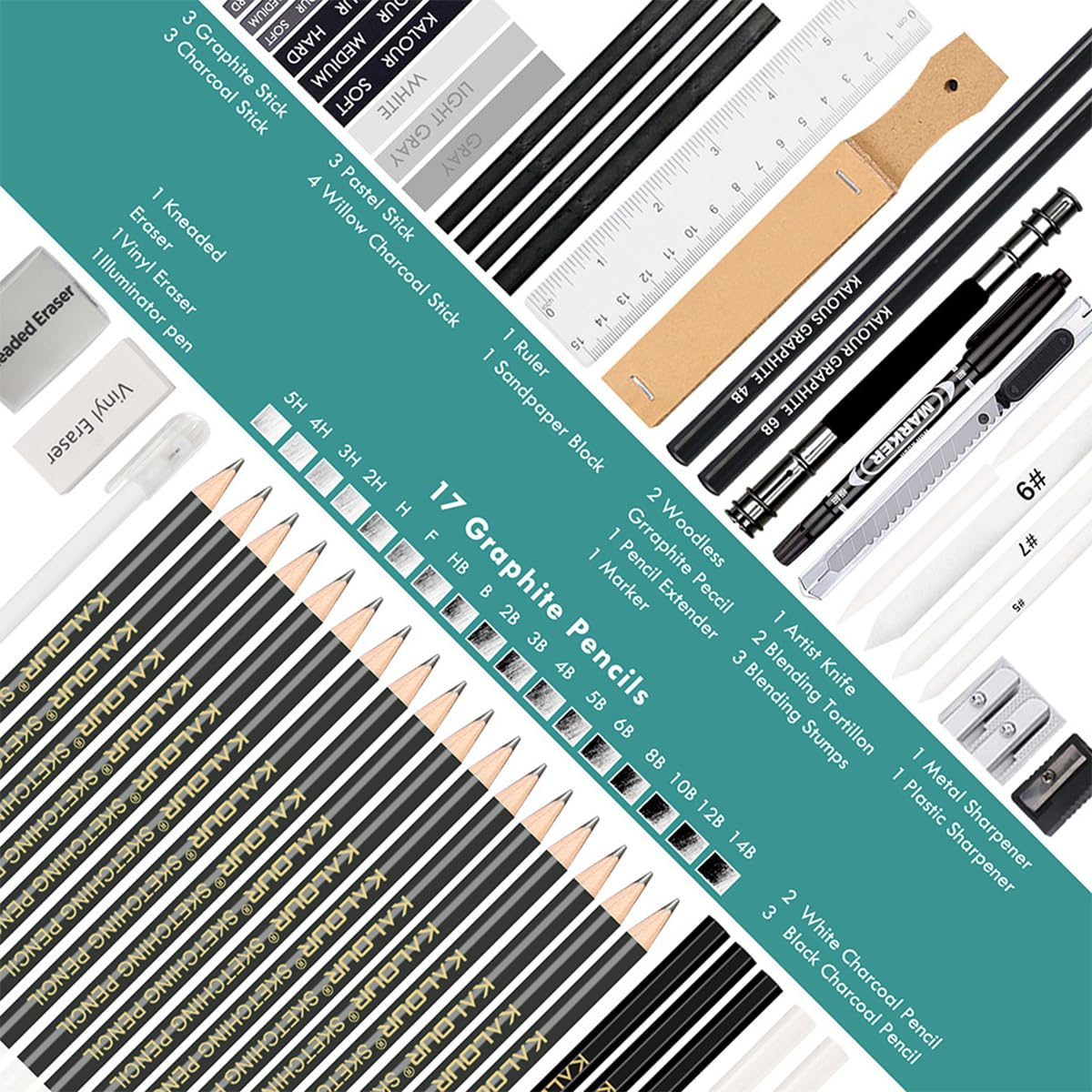 HASTHIP Sketch and Drawing Tool Kit for Artists with 54 Pcs including Storage Bag | Ideal Gift