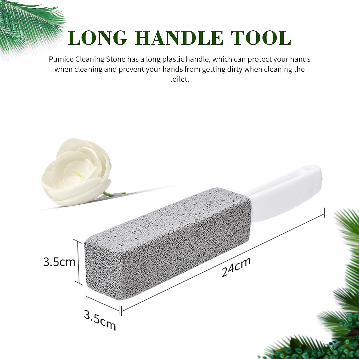 HASTHIP  Toilet Cleaner Brush with Handle 2 PCS, Pumice Stone for Toilet Cleaning, Paint& Pool Tile Cleaner Brush for Kitchen/Bath/Pool/Household Cleaning