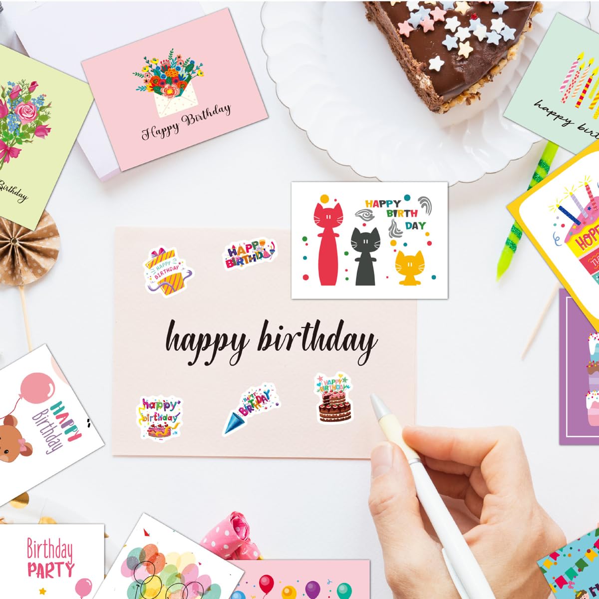 Climberty® 20pcs Birthday Cards Happy Birthday Greeting Cards Cartoon Illustration Birthday Greeting Cards with Envelopes & Stickers Surprising Birthday Cards for Kids, Friends, Families