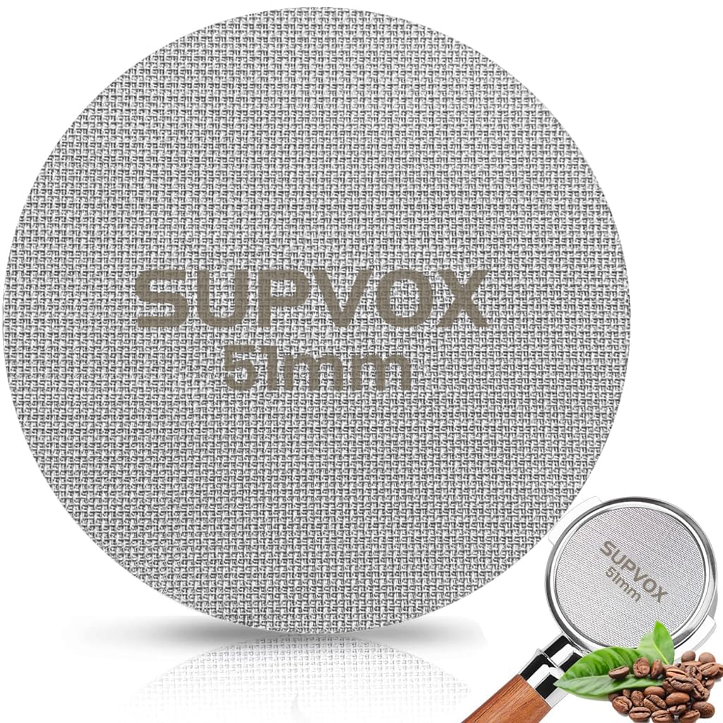 Supvox® 51mm Reusable Puck Screen for Espresso Portafilter 1.7mm Thickness 150m 316 Stainless Steel Screen Filter Basket Compatible with Espresso Machine