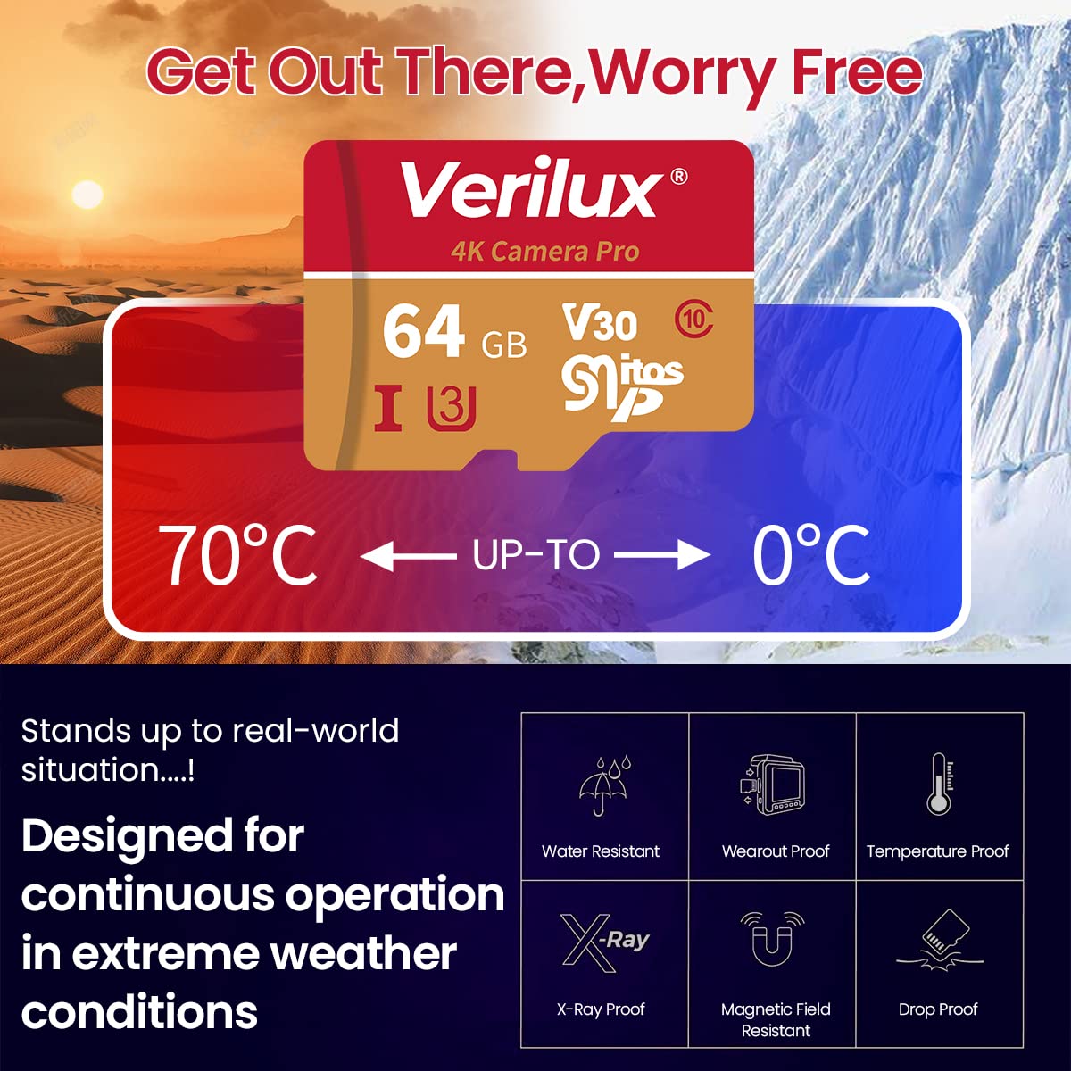 Verilux® Micro SD Card 64 GB Universal Camera SD Card Memory Card with SD Card