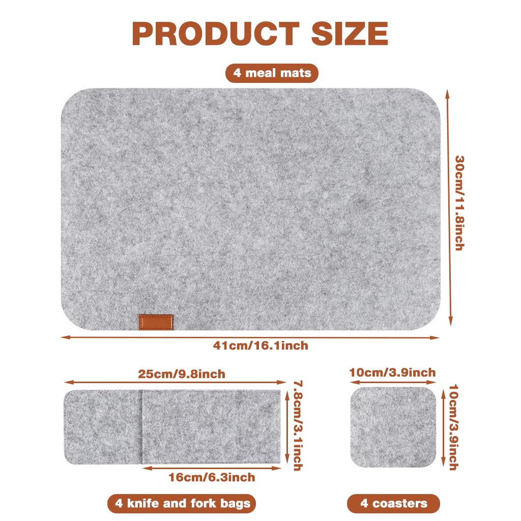 ZIBUYU Felt Table Mats Set of 12 for Dining | Washable Non Slip Heat Resistant Design