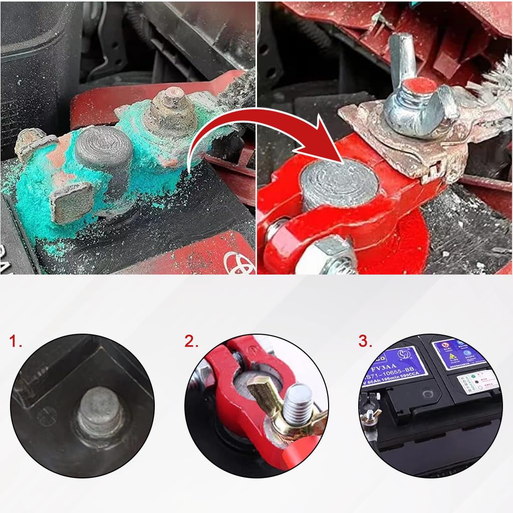 STHIRA Car Battery Terminal Connectors for 12V and 24V Systems with Wing Nuts & Anti-Corrosion Washers
