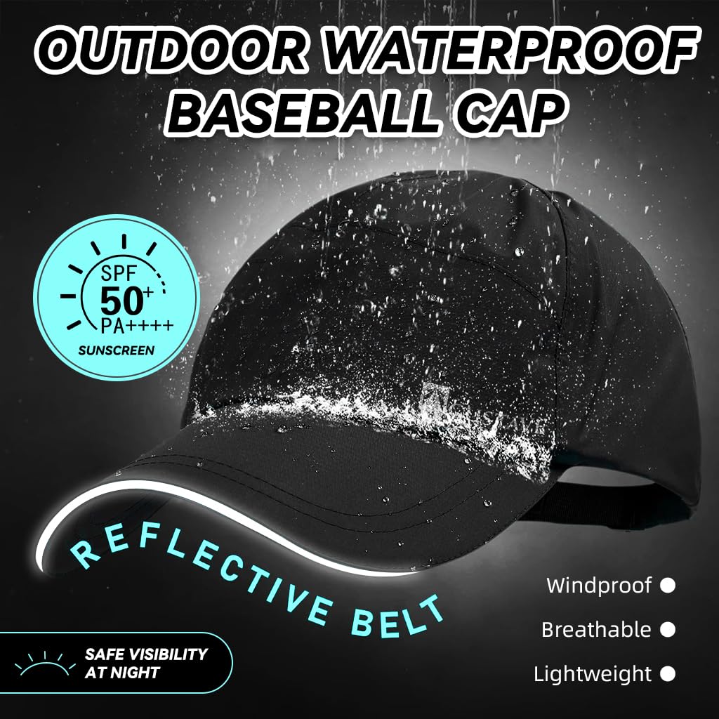 GUSTAVE® Adjustable Caps for Men with UV Protection, Rainproof Waterproof Lining, Solid Color Casual Outdoor Baseball Cap Rain Cap Ideal for Camping, Hiking, and Sports Activities