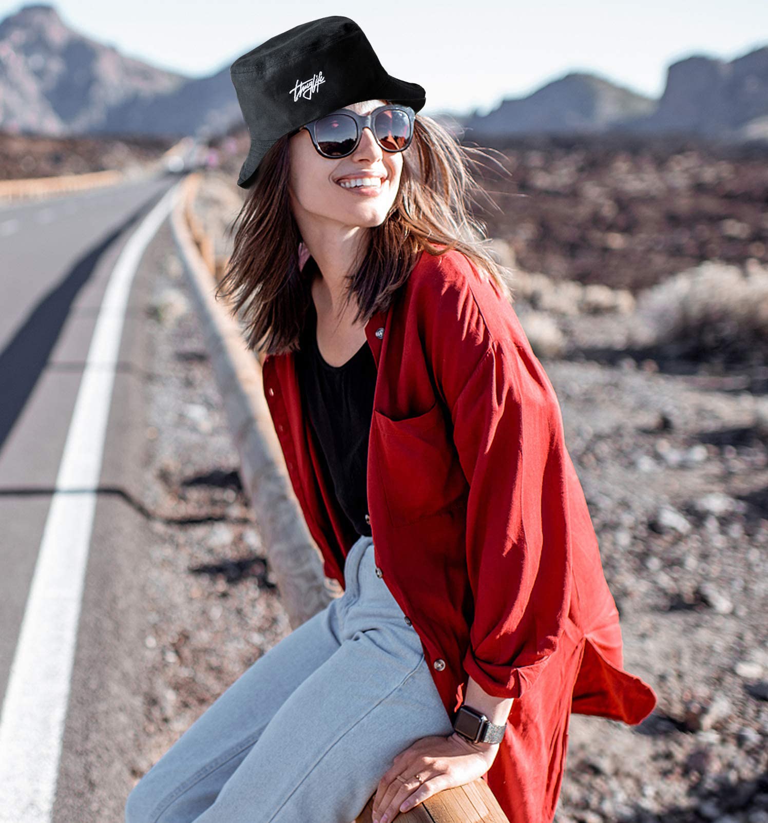 PALAY Women’s Cotton Bucket Hat Reversible Double Side Wear Sun Cap for Summer Beach