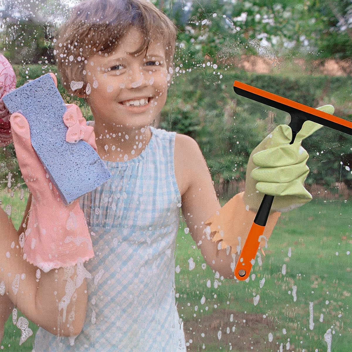 HASTHIP Shower Squeegee for Windows and Glass featuring 3 in 1 Design with 360° Rotating Head