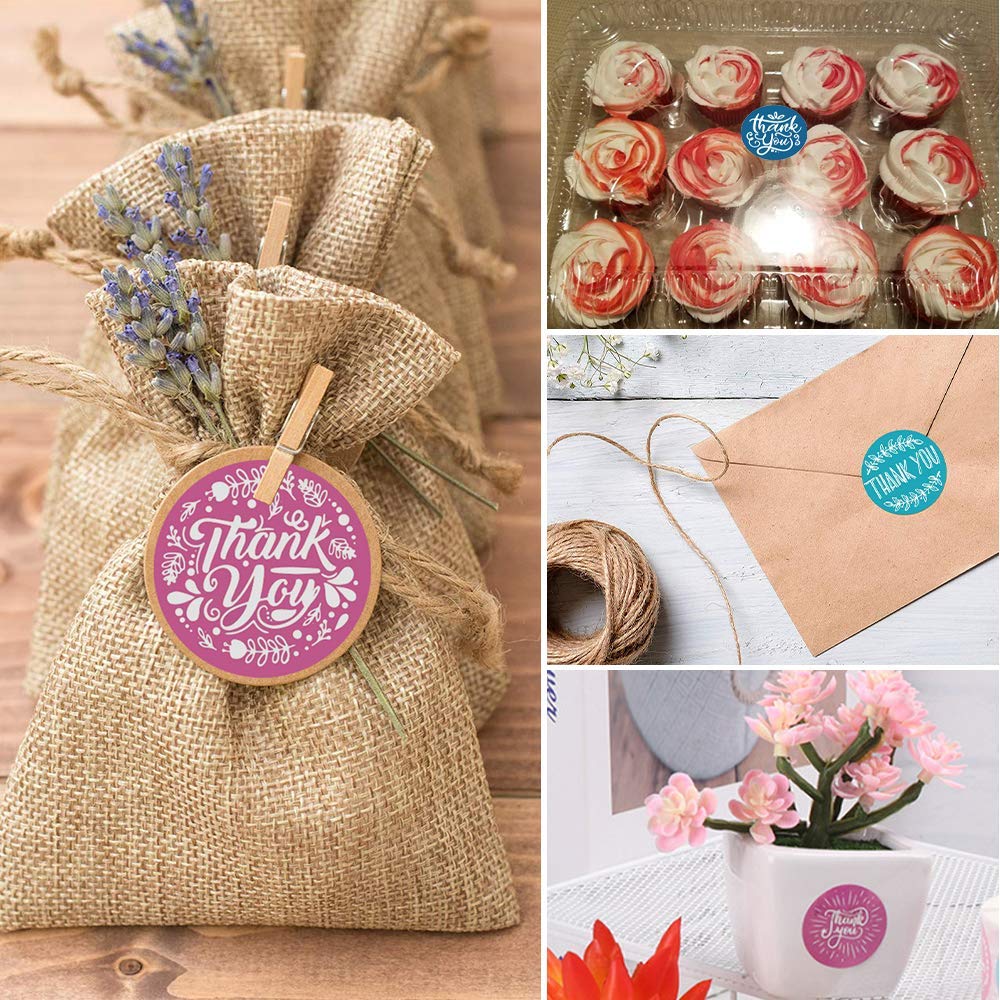 HASTHIP Thank You Stickers for Gift Bags and Envelopes with Strong Adhesive 500pcs | 8 Floral Designs