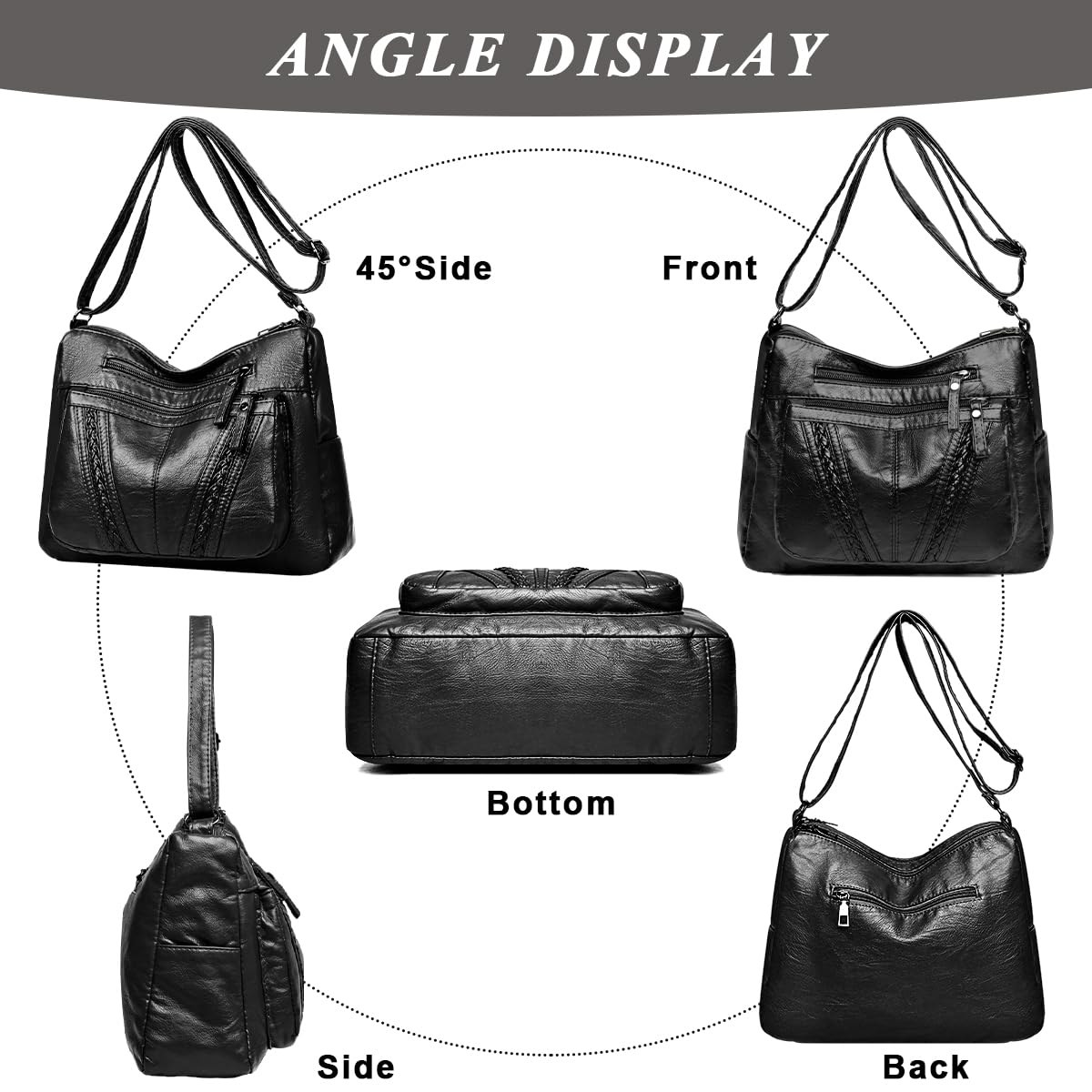 PALAY Shoulder Bag for Women with 28x10x22cm Multi Layer Compartments | PU Leather Crossbody Tote