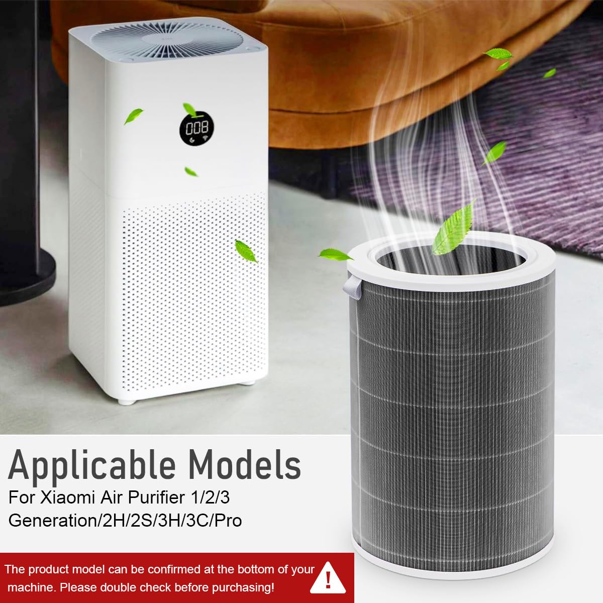 HASTHIP HEPA Filter for Mi Air Purifier featuring 360° design and 6–8 month lifespan | Home Air Cleaning