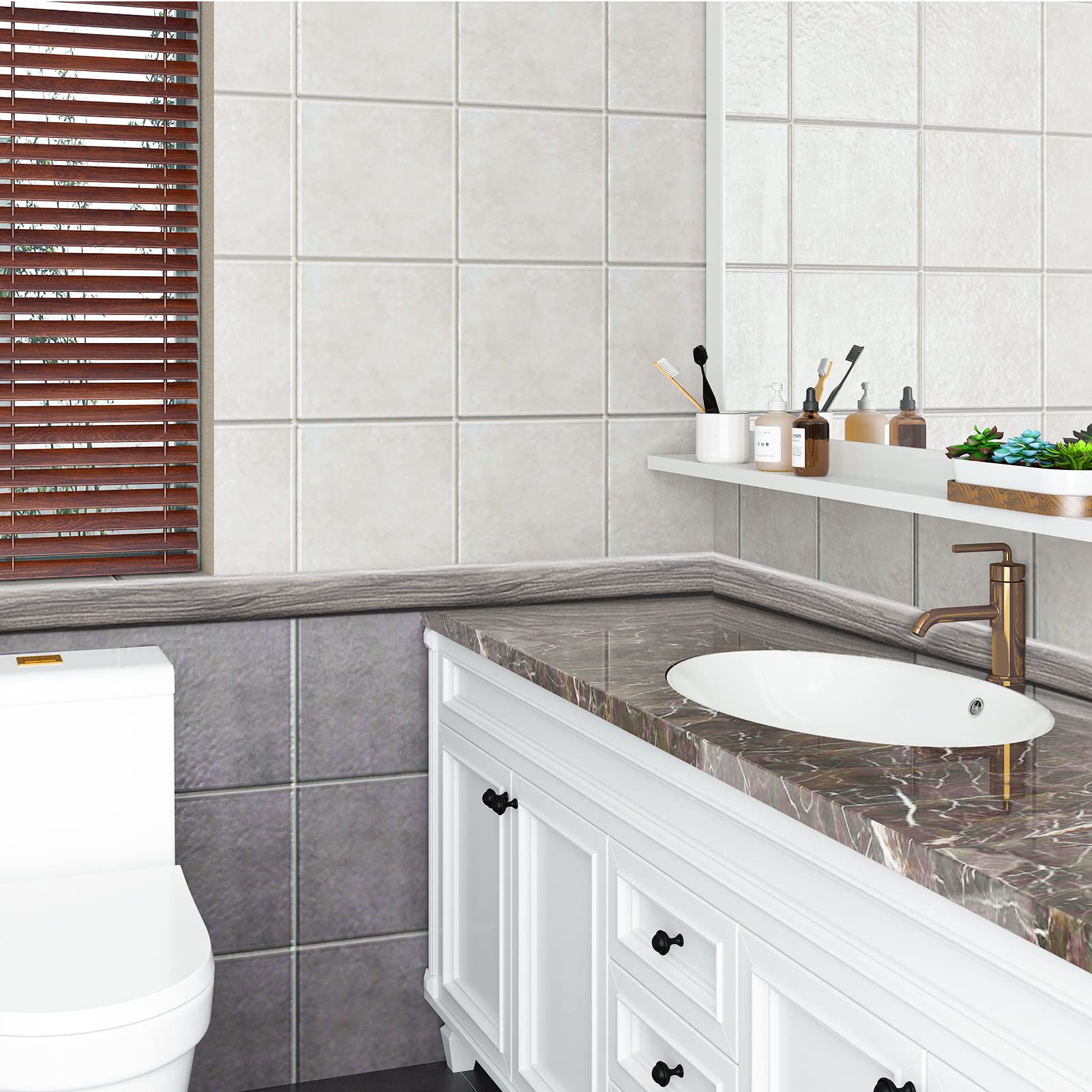 HASTHIP Floor Transition Strip for Joining Gaps and Carpet Thresholds 47.2 x 1.57 in Gray 3PCS | Scratch‑Resistant PVC Self Adhesive Design