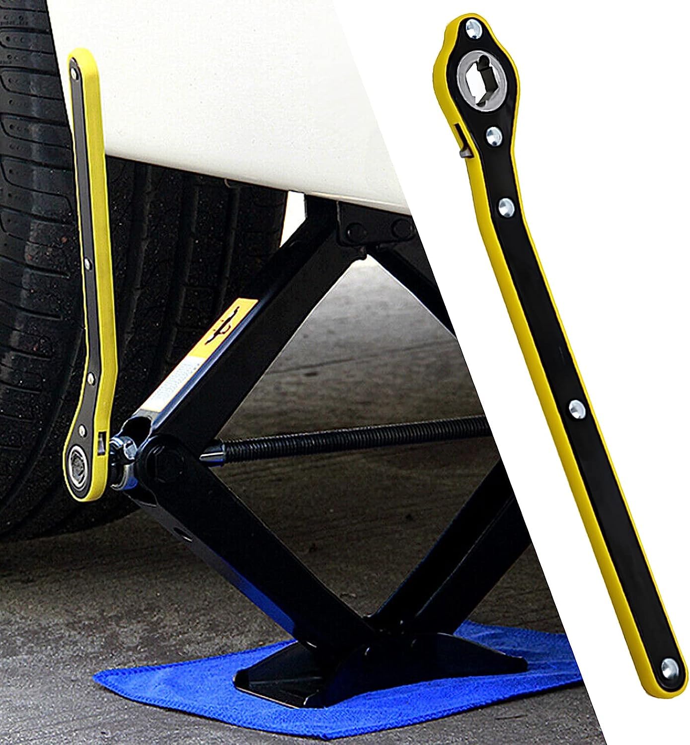 STHIRA Jack Ratchet Wrench for Car and SUV featuring 2 in 1 Hex Cross Design | 0.6 cm Handle