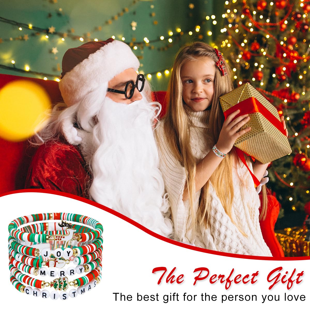 SANNIDHI Christmas Bracelet Set for Girls and Women featuring 6 Clay Bead Designs | Stretch Fit