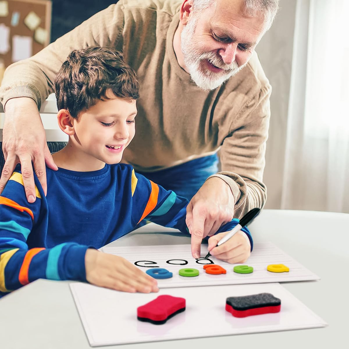 OFIFO Magnetic Small White Board Cards for Kids with Double Sided 30x23cm Design | Includes Eraser and Storage Bag
