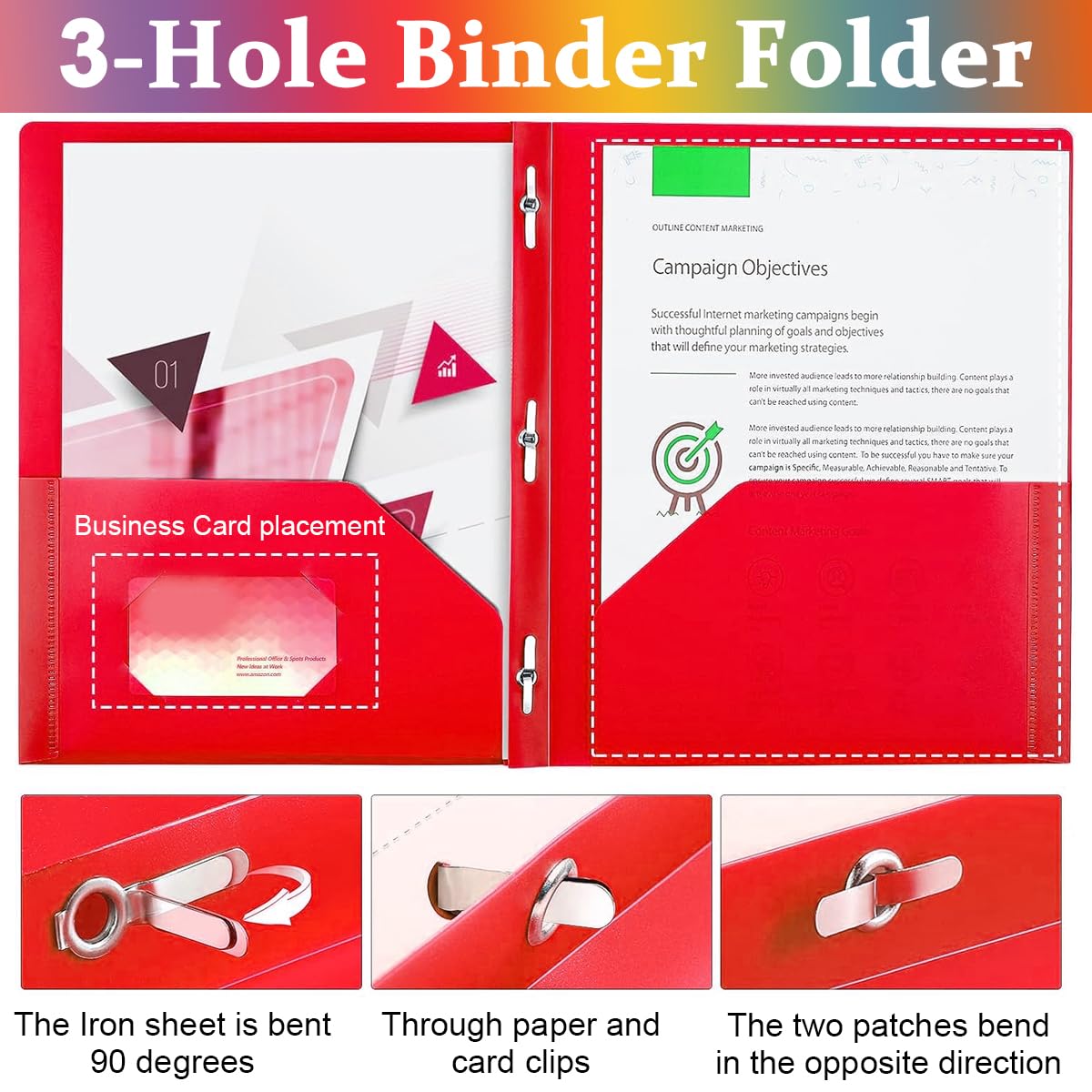 Climberty Plastic File Folders for Office and School with 3 Holes Binder Design | Set of 7