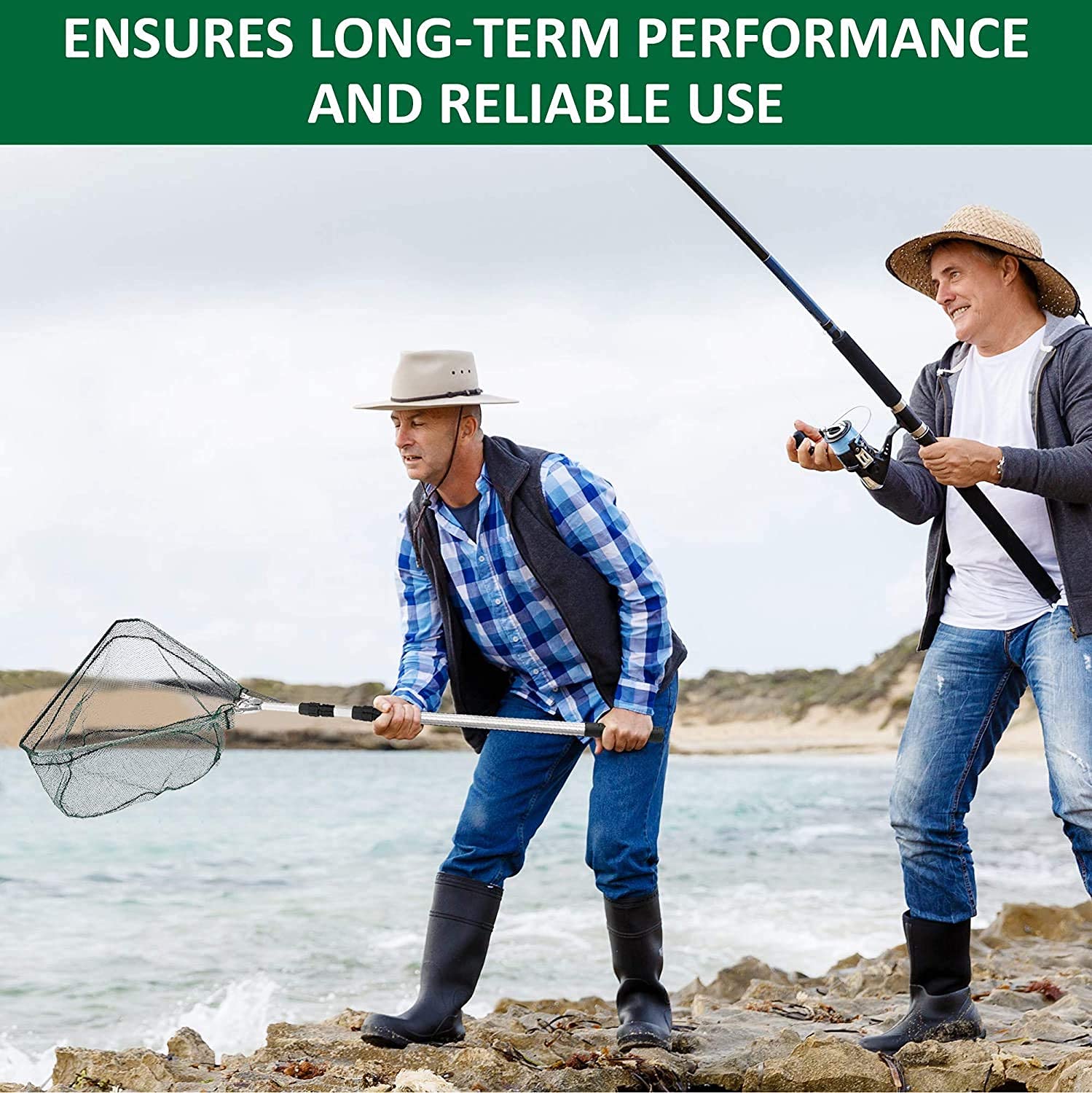 Proberos Fishing Landing Net for Pond Use with 66 Inch Telescopic Handle | Foldable Aluminum Design