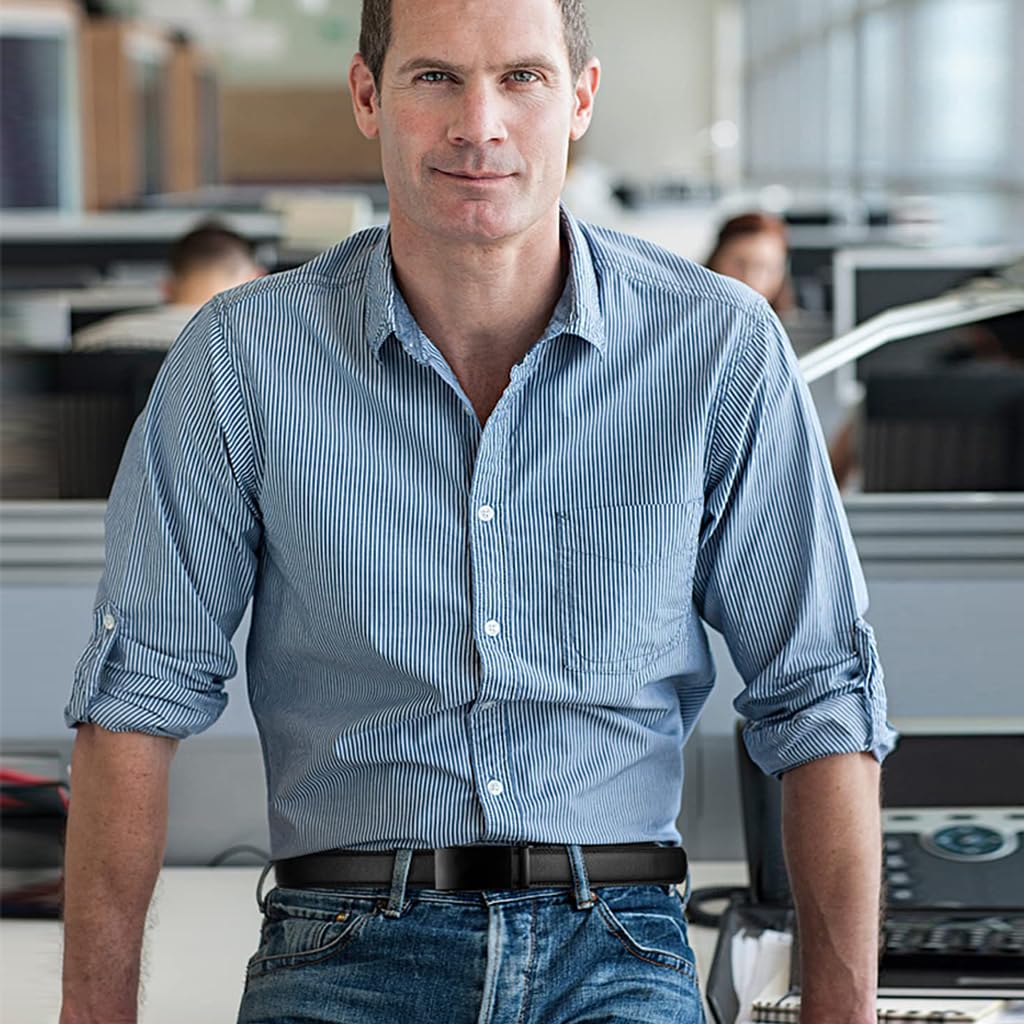 GUSTAVE Leather Belt for Men featuring 130cm length and auto lock zinc alloy buckle | casual business gift